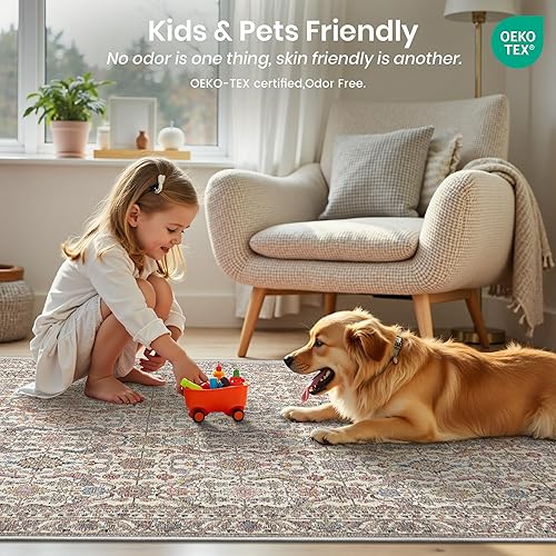 Miniatura 210 de Rugland Alfombras de área de 8 x 10, alfombra lavable resistente a las manchas, alfombras antideslizantes para sala de estar, alfombras tribales