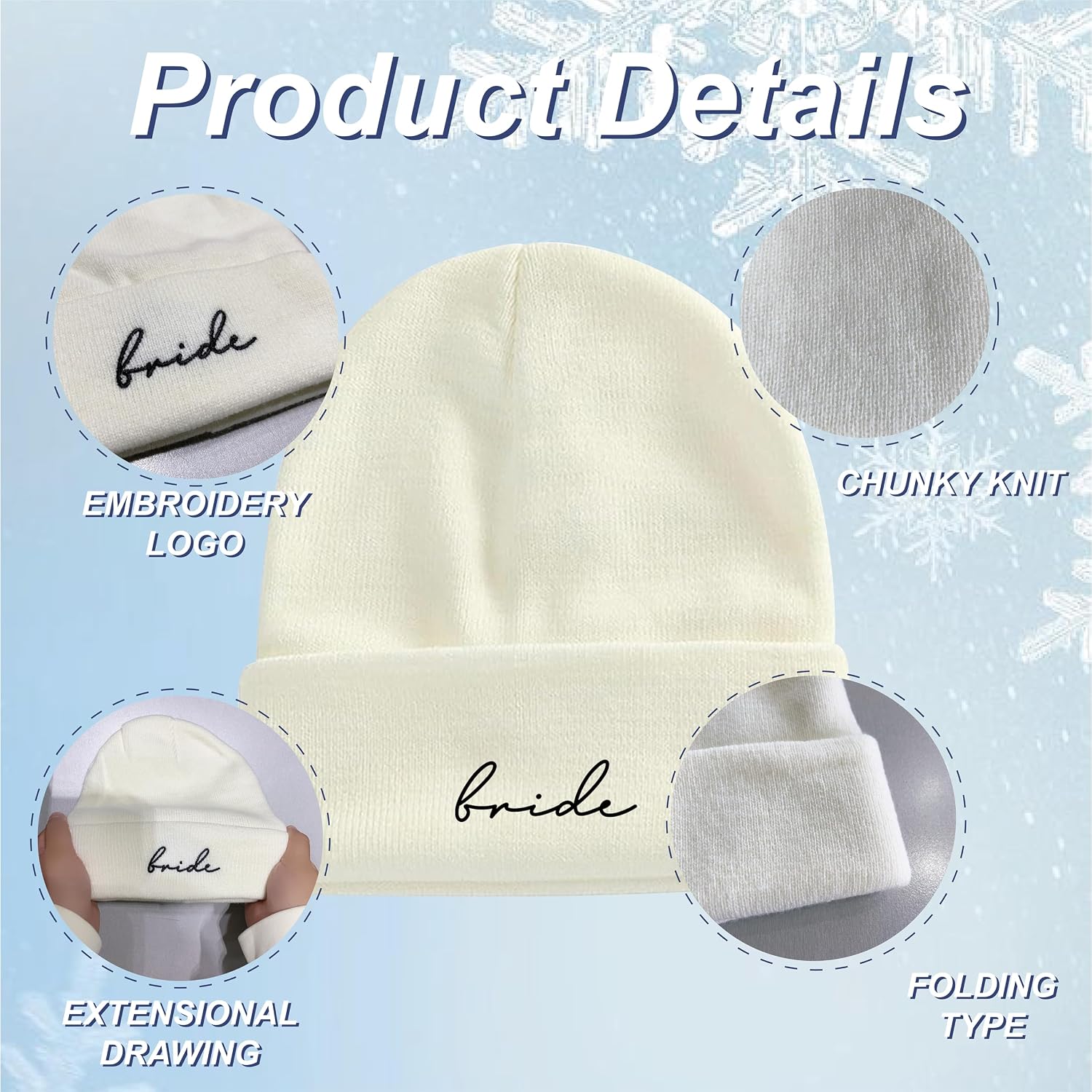 Bride and Groom Beanies, Wedding Gifts for Couples, His and Hers Engagement Gift, Honeymoon Travel Essentials image 3