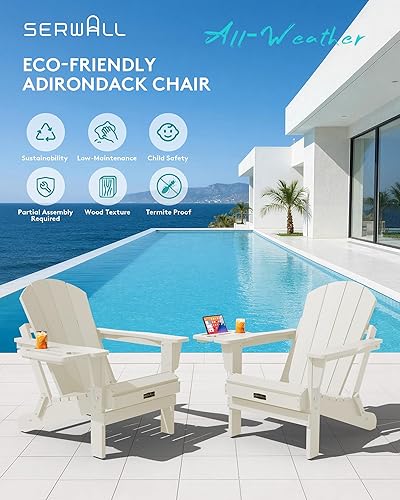 Miniatura 84 de SERWALL - Silla plegable Adirondack para patio, jardín, exterior, resistente a la intemperie, sillas para hoguera, color naranja