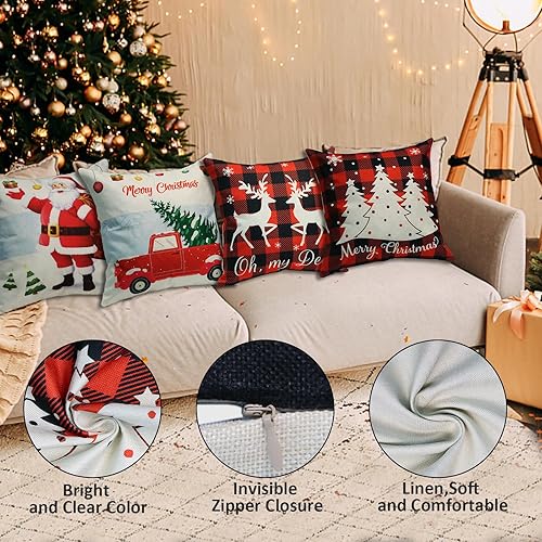 Miniatura 6 de Fundas de almohada de Navidad de 18 x 18 pulgadas, decoración de vacaciones de invierno, funda de almohada de Navidad para sofá, decoración del