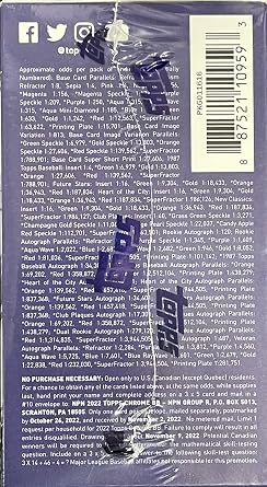 Topps 2022 Chrome Baseball Value Box - 8 Packs Per Box