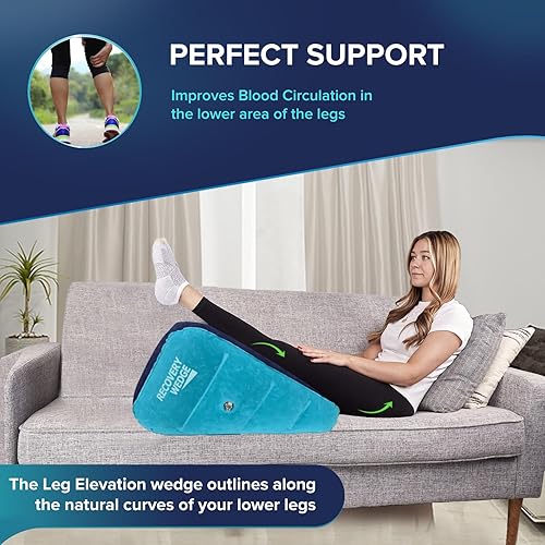 Miniatura 5 de Almohada de elevación de piernas de Recovery Wedge, almohada inflable de cuña para dormir y posquirúrgica, mejora la circulación y reduce la