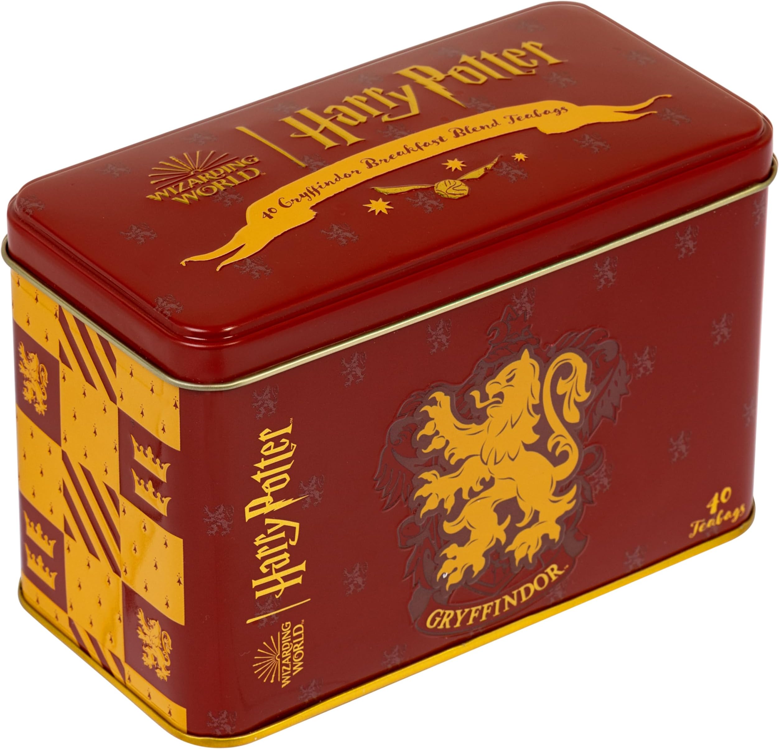 New English Teas Official Harry Potter Gryffindor Crest Tea Caddy with 40 English Breakfast Teabags