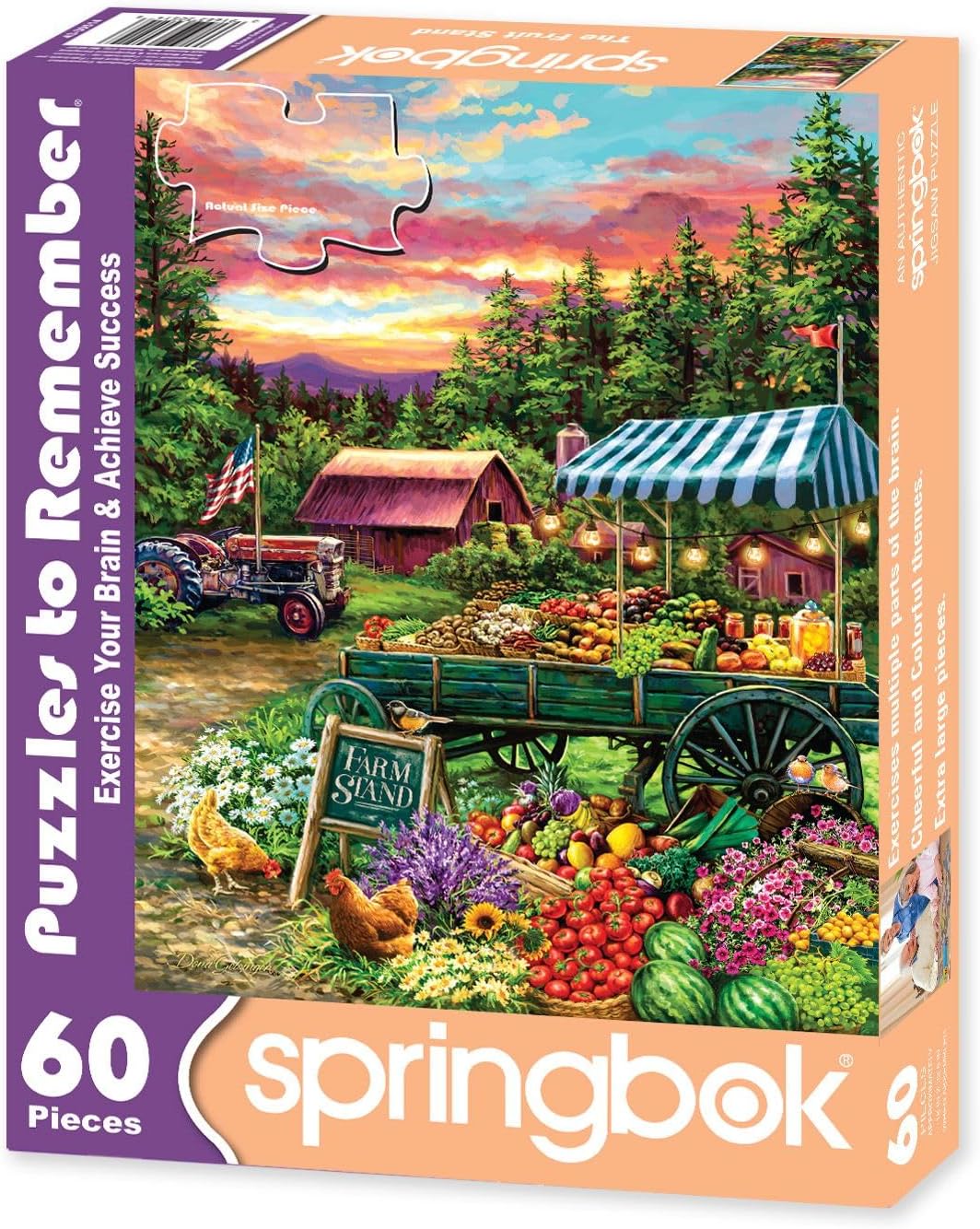 Springbok Puzzle to Remember - Alzheimer & Dementia Activity - The Fruit Stand 60 Piece Jigsaw Puzzle - Made in USA