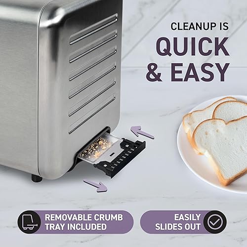 Miniatura 9 de Inspirex Touch Screen Toaster - 4 Slice Long Extra-Wide Slots - 5 Bread Type and 6 Browning Levels - Defrost, Reheat, Favorite, Single Slot Settings