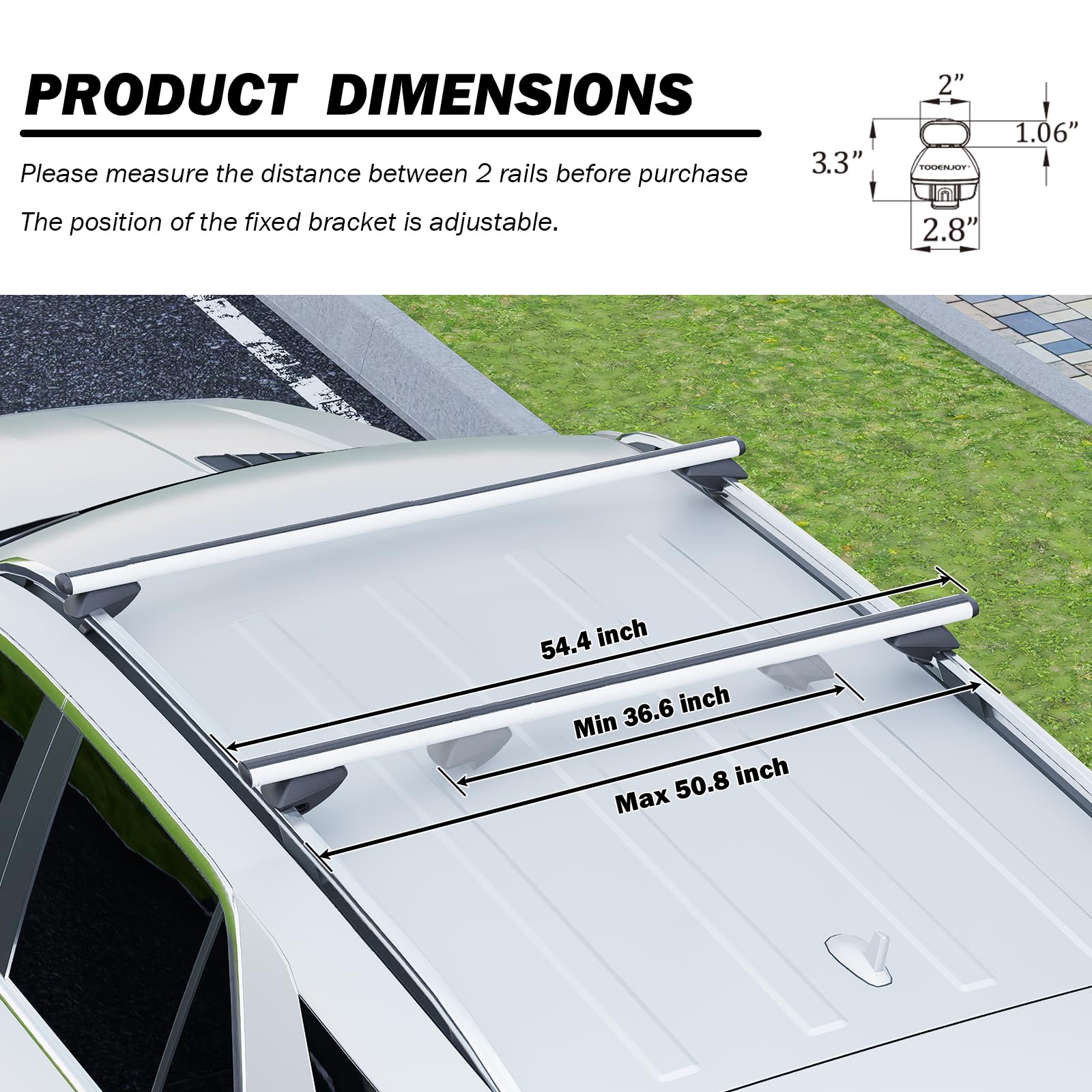 COWVIE 135 cm Barres transversales de Toit réglables en Aluminium – 1 Paire