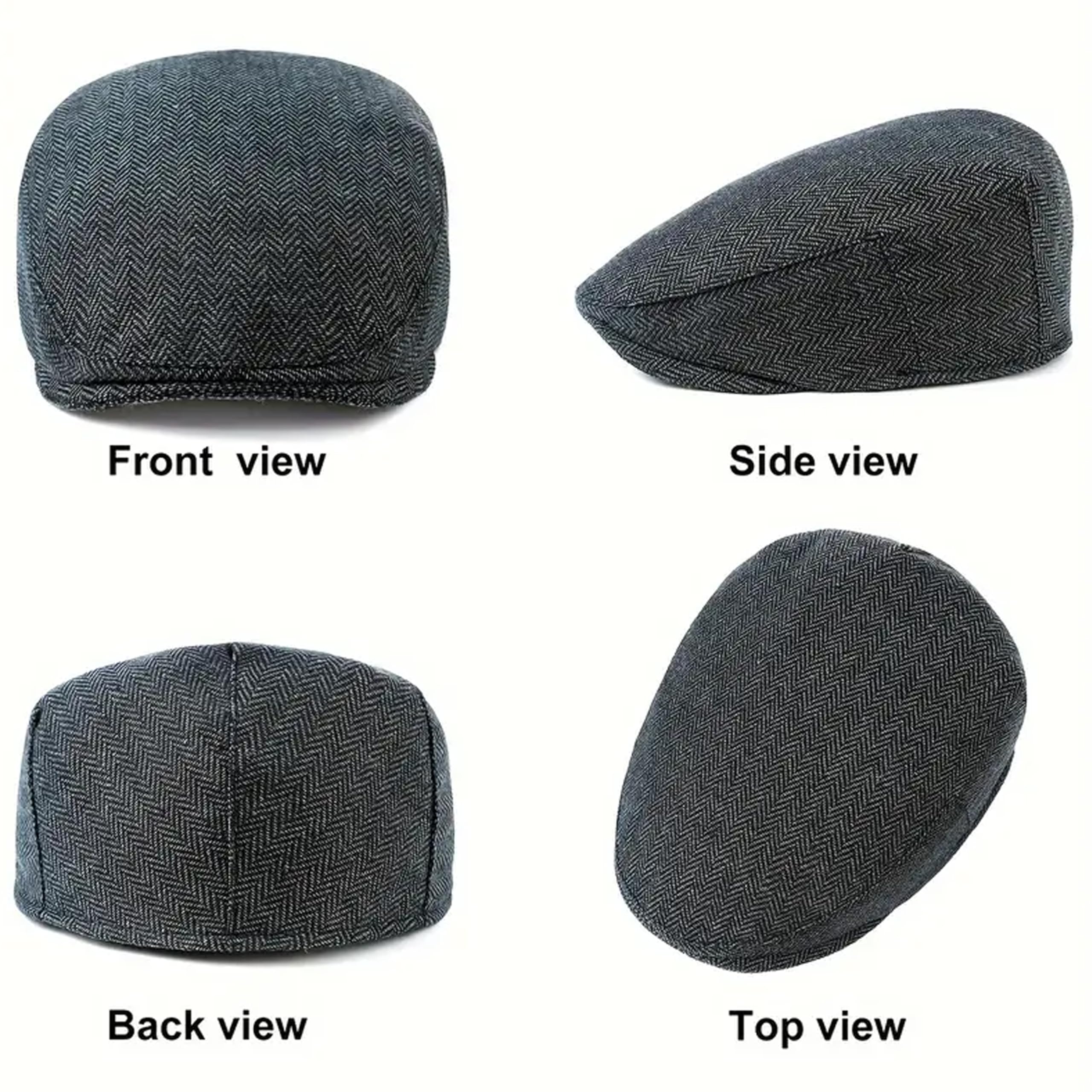 RR DESIGN Ivry/Golf/Flat Tweed Newsboy Hat for Men - Black Peaky Blinder Pattern - Free Size - Pack of 1 3