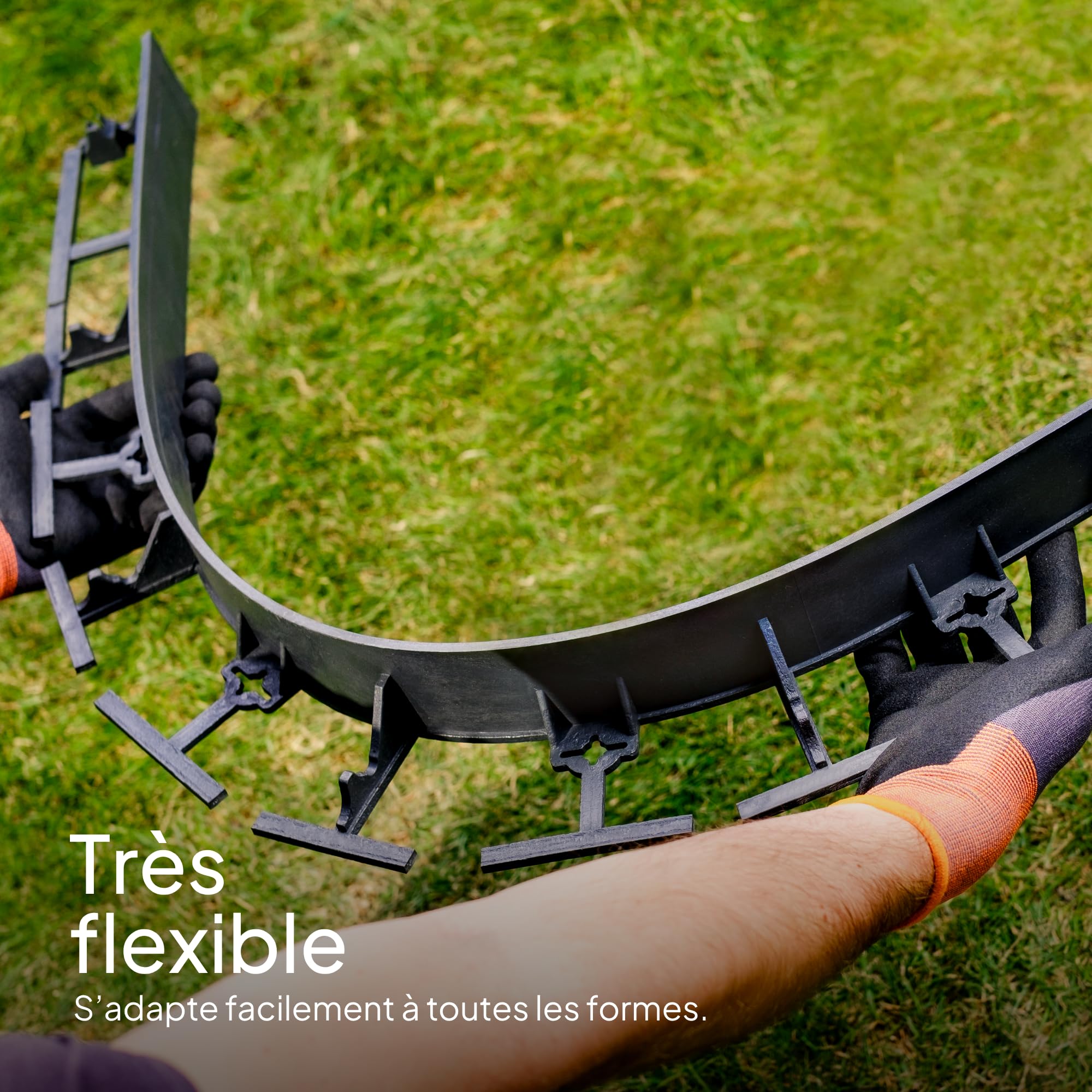 Bordure de Jardin en Plastique 24 mètres avec 100 Piquets d'ancrage - Bordurette de Pelouse Flexible, Utilisation Facile - 24 Bordures de Gazon (Largeur 1 m, Hauteur 78 mm)