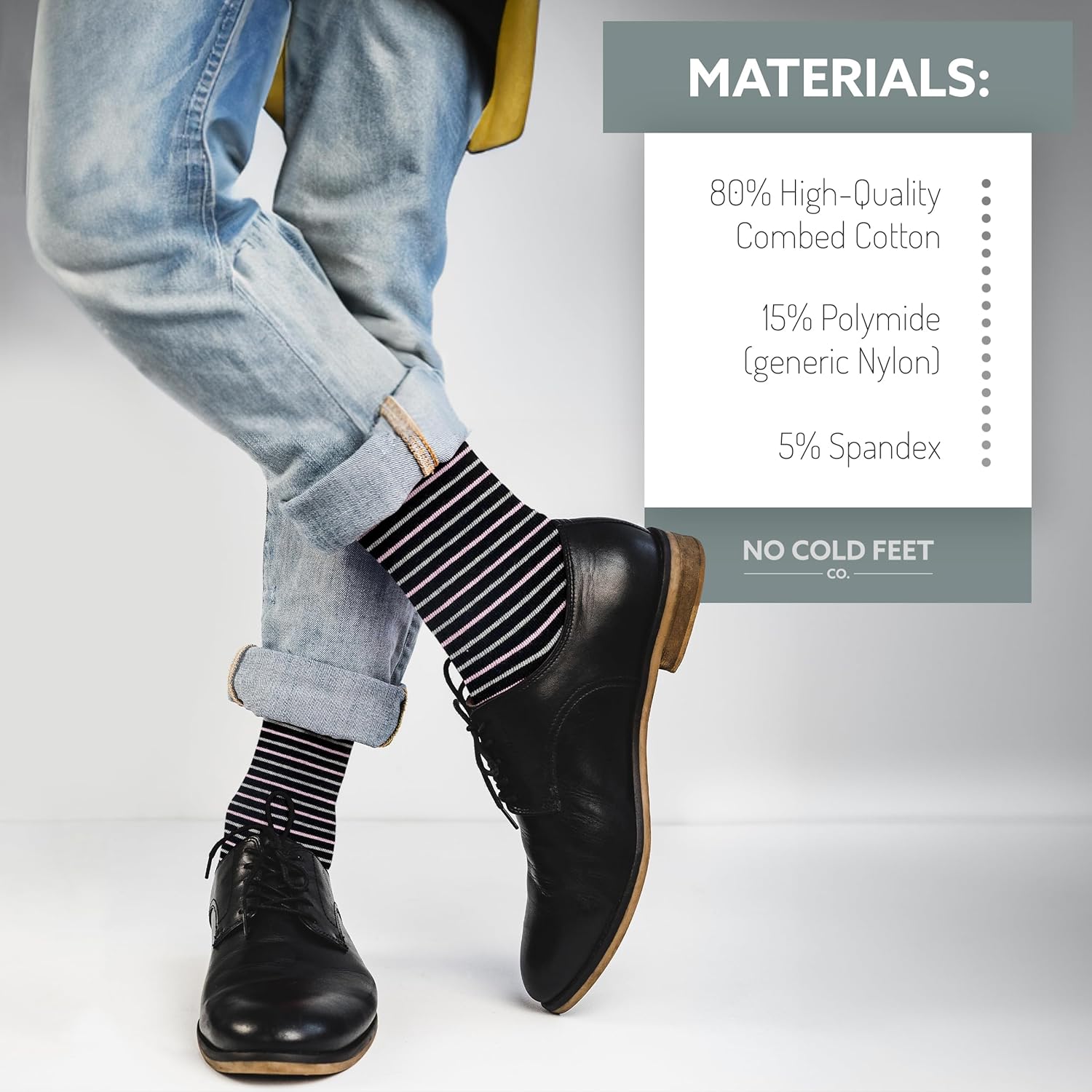 No Cold Feet Men’s Pink Dress Socks – Classic Soft Crew Dress Socks, All-Day Comfort for Work, Business or Weddings - Image 2