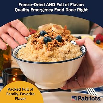 4Patriots 72 Hour Emergency Food Supply Survival Kit - Perfect for Camping - Freeze Dry Cooking Food - 25 Years - 16 Meals of Delicious Breakfast, Lunch and Dinner