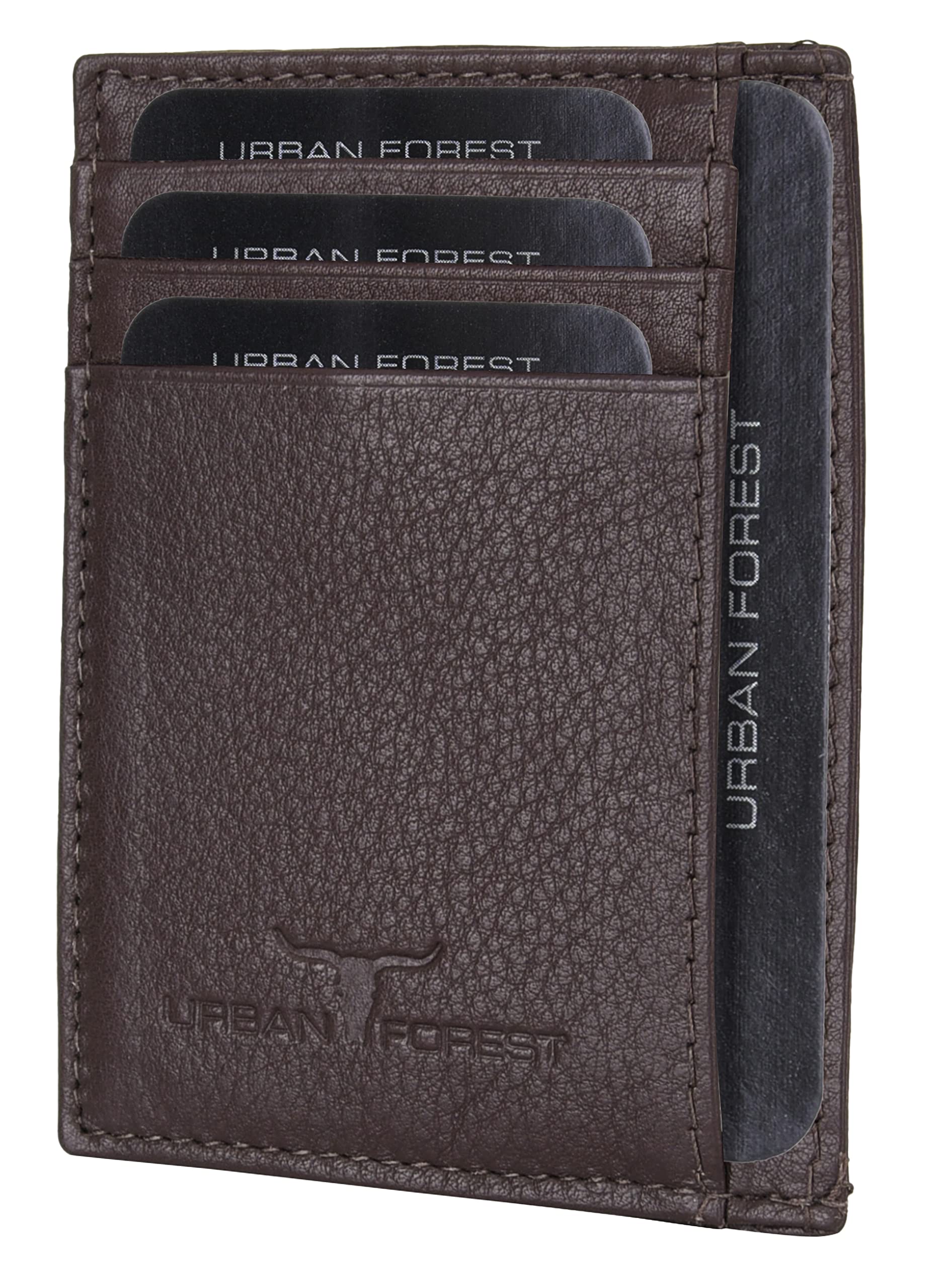 URBAN FOREST Brown Chris Leather Credit Card Holder for Men