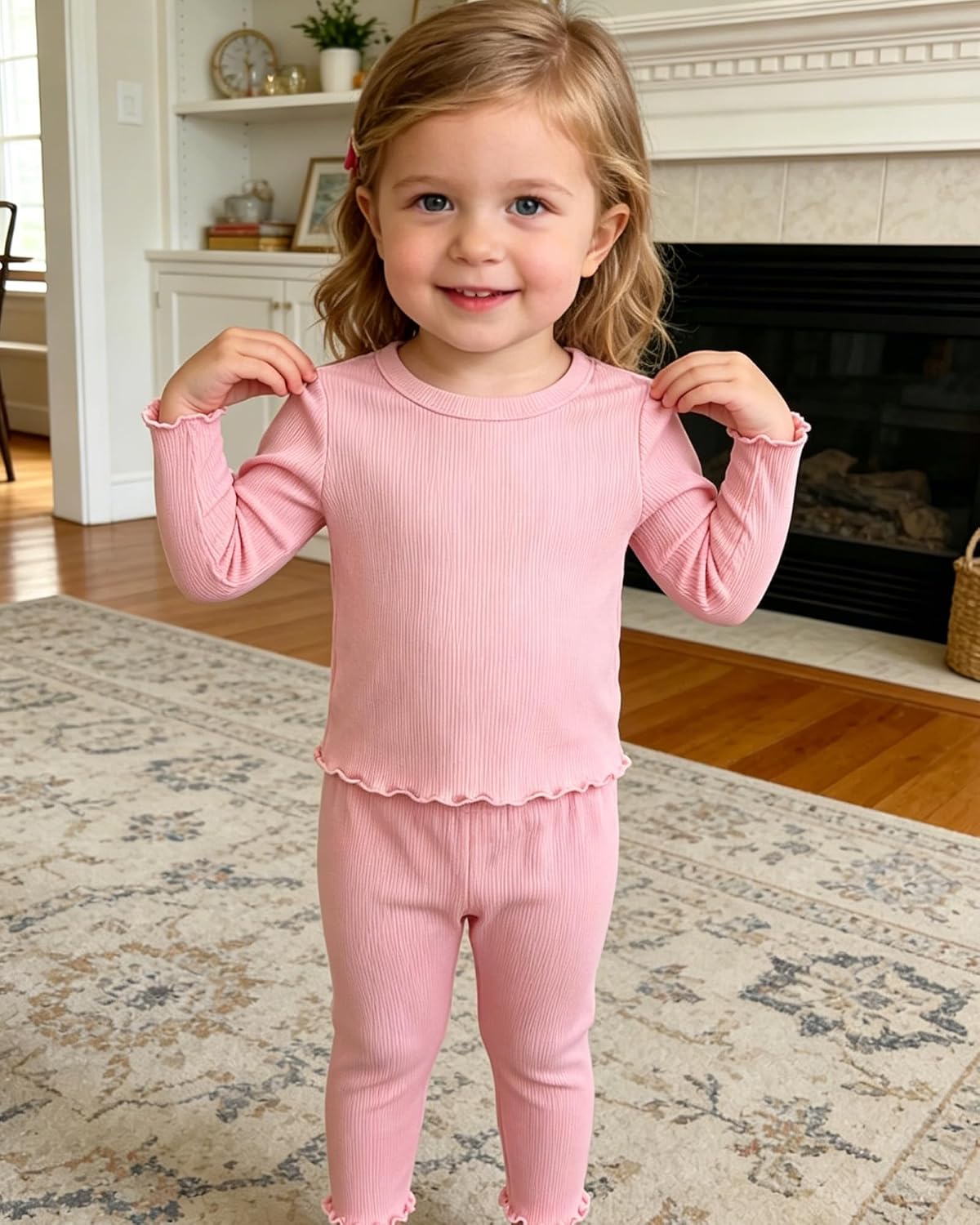 Toddler Baby Girl Clothes Outfits Long Sleeve Ruffled Winter Outfits Cute Baby Clothes for Girls