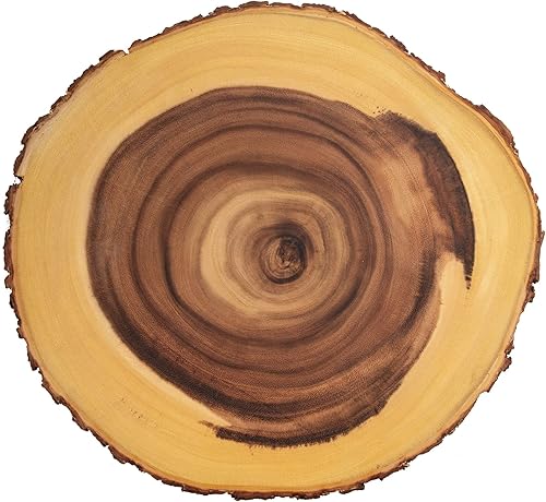 Thirteen Chefs Villa Acacia Live Edge - Plato de madera de acacia y borde de corteza cruda, extra grande