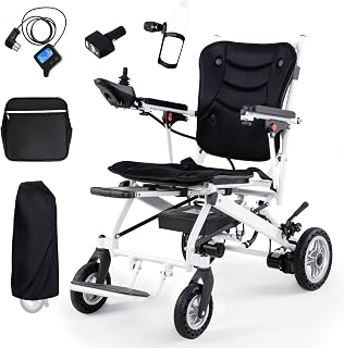 25 Miles Electric Wheelchair for Adults with 2 * 10AH Li-ion Battery, All Terrain Power Wheelchairs, Lightweight Portable Motorized Wheelchairs for Adults & Seniors, Support 265lbs, Airline Approved
