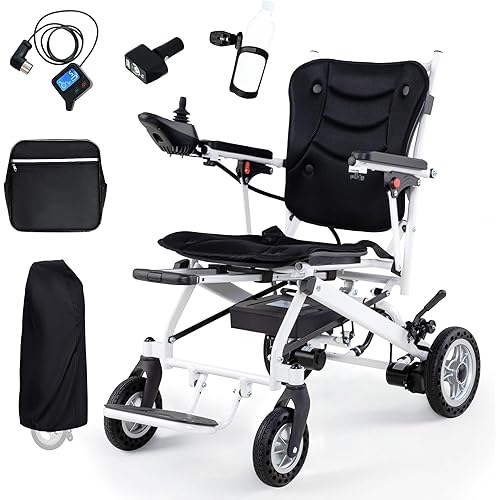 25 Miles Electric Wheelchair for Adults with 2 * 10AH Li-ion Battery, All Terrain Power Wheelchairs, Lightweight Portable Motorized Wheelchairs for Adults & Seniors, Support 265lbs, Airline Approved