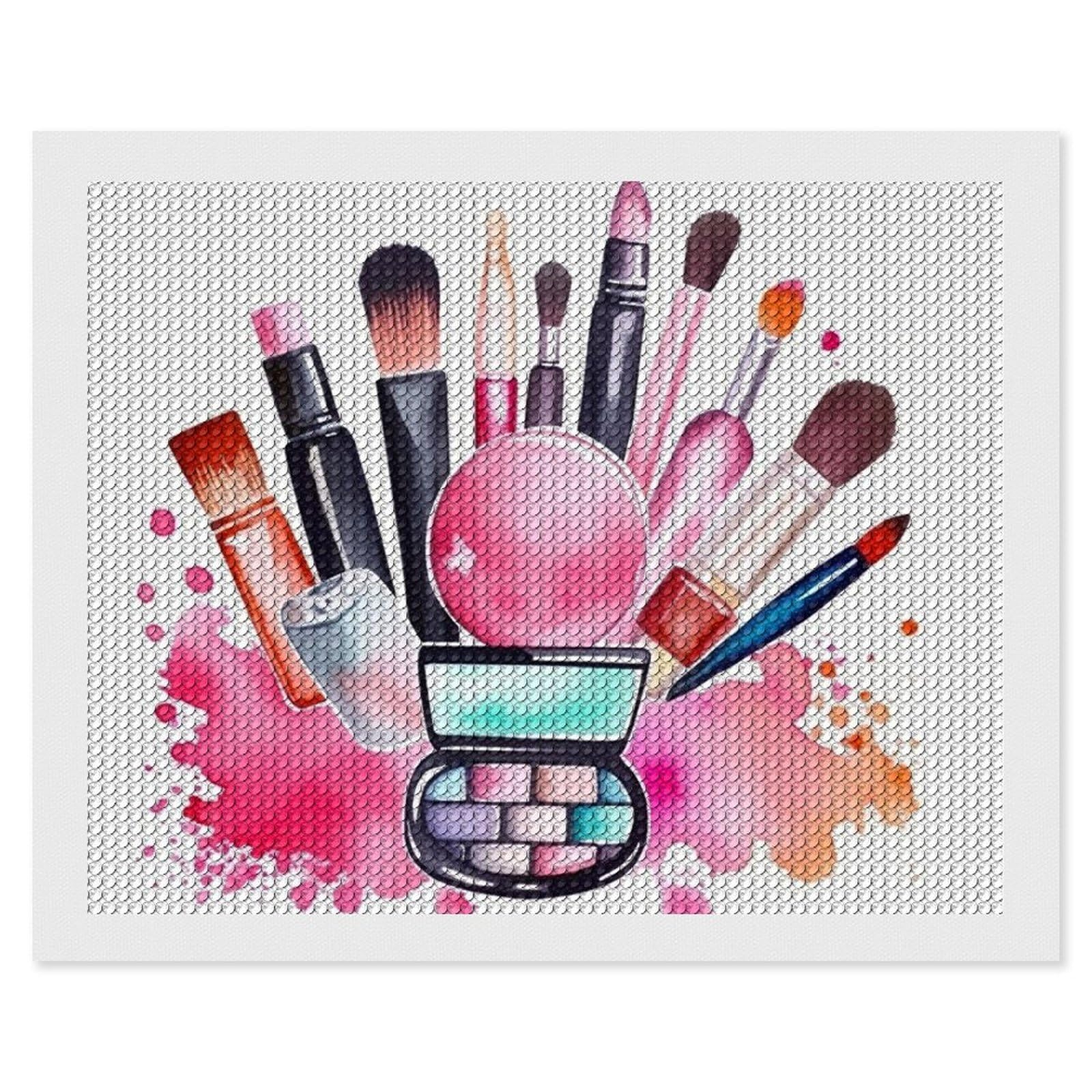 Watercolor Cosmetic Diamond Art Kits for Adults, DIY 5D Diamonds Painting Kits for Beginner, Round Full Drill Diamond Dots Painting, 16"x20" Diamonds Pictures Gem Art and Crafts Wall Decor