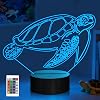 Turtle 3D Night Light for Kid, Optical Illusion Lamp with 16 Colors Changing Remote Control Sea Theme Bedroom Decor Best Birthday Xmas Gift Idea for Boy Girl Baby [Energy Class G]