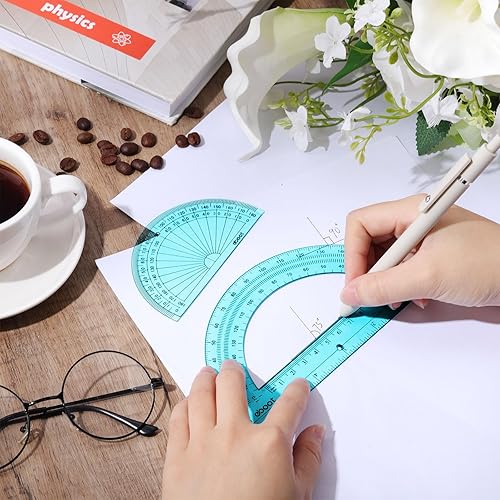 Miniatura 12 de eBoot Transportador de ángulos 180 grados de plástico, 4 inch y 6 inch, transparente, 2 unidades Claro