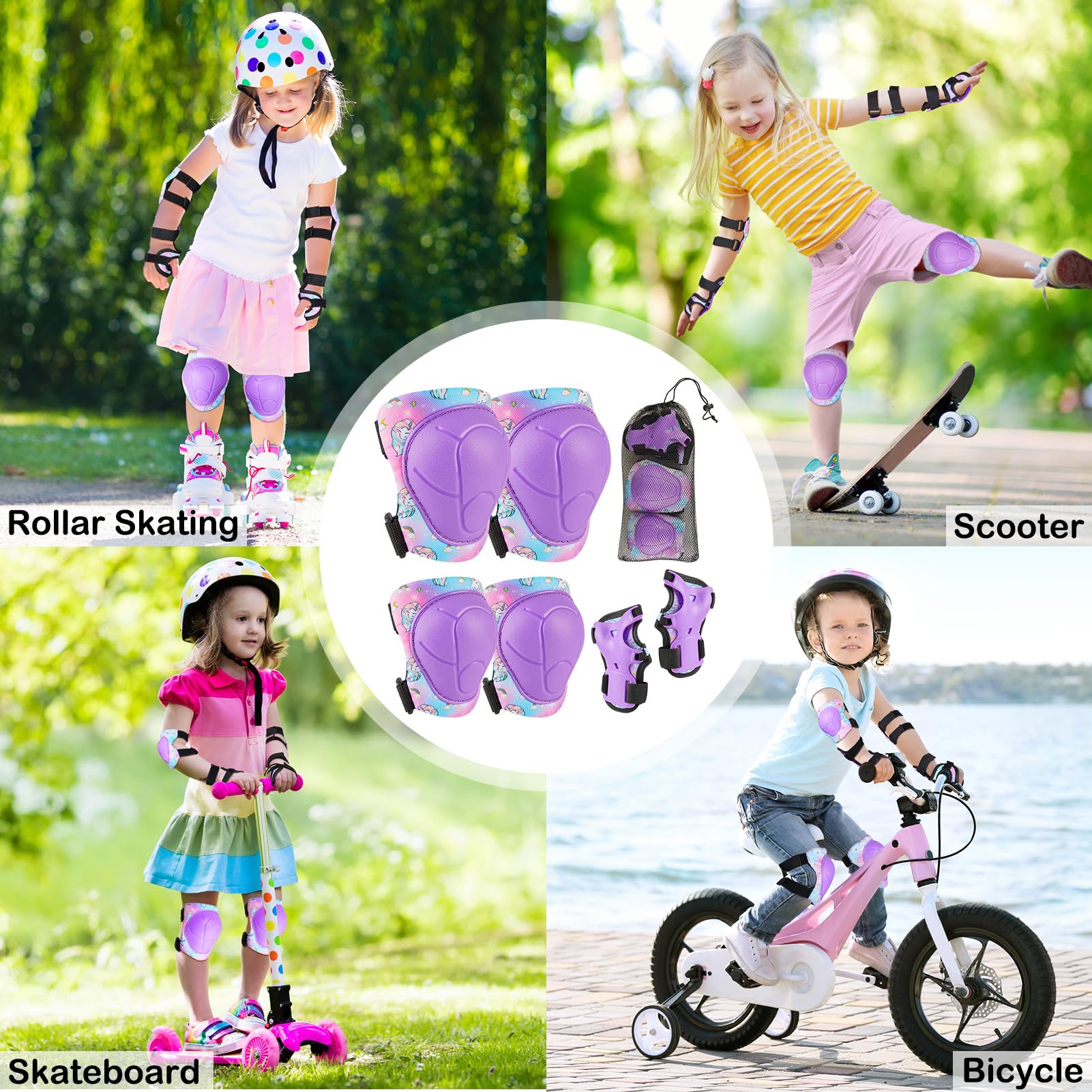 Knieschoner Kinder 6-teilig • Skate Protektoren Set • Für Inliner & Skateboard • 3-8 Jahre