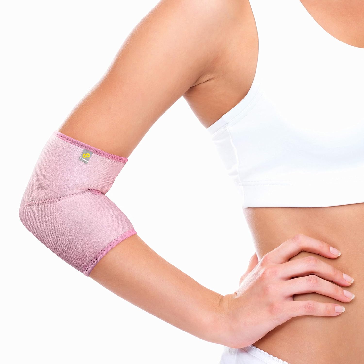 Bracoo Elbow Brace, Reversible Neoprene Support Wrap for Joint, Arthritis Pain Relief, Tendonitis, Sports Injury Recovery, ES10, 1 Count (Pink) : Health & Household
