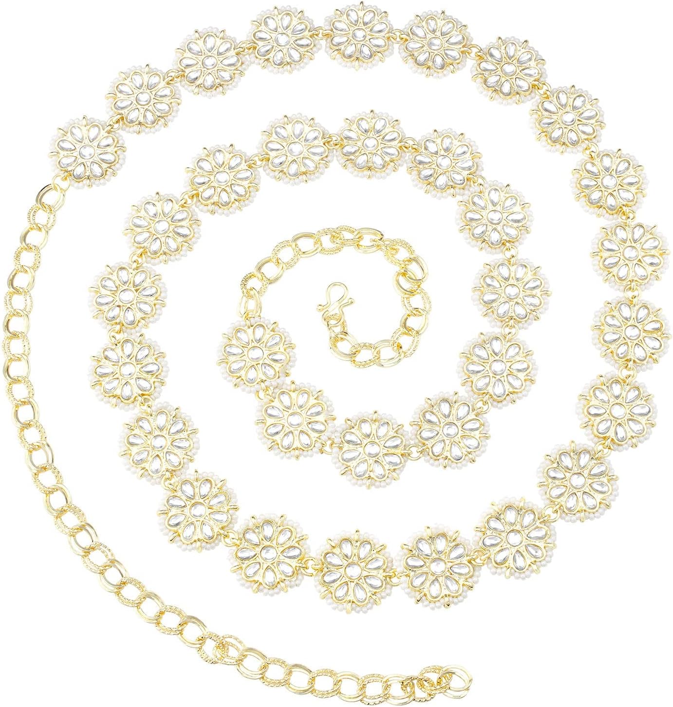 I Jewels Gold Plated Ethnic Indian Wedding Bollywood Kundan Studded Kamarband/Belly Chain for Women (B040-43)
