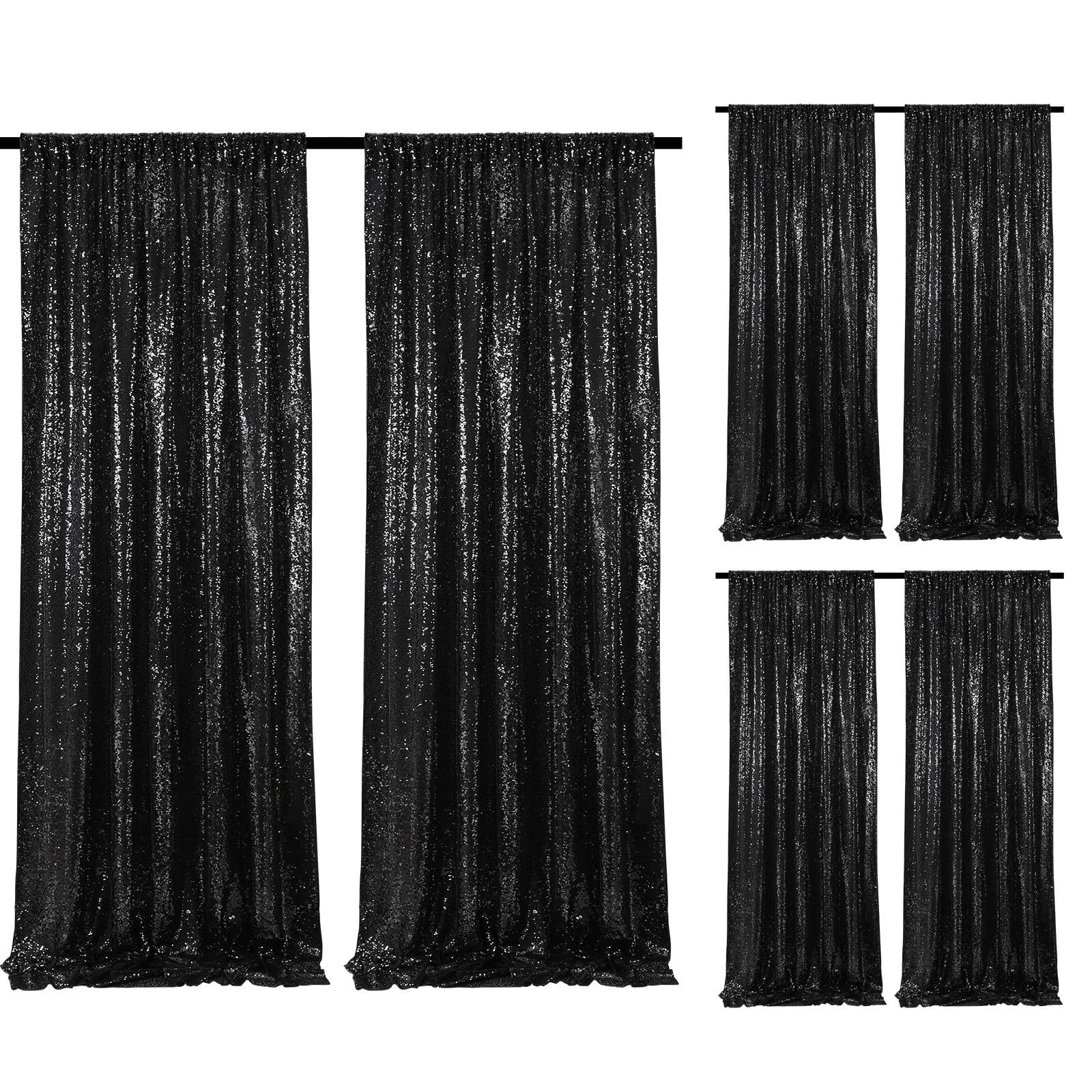 2 Pieces Gold Sequin Backdrop Curtain Panels Stage 2FTx8FT Party Wedding Background Drapes — view 18