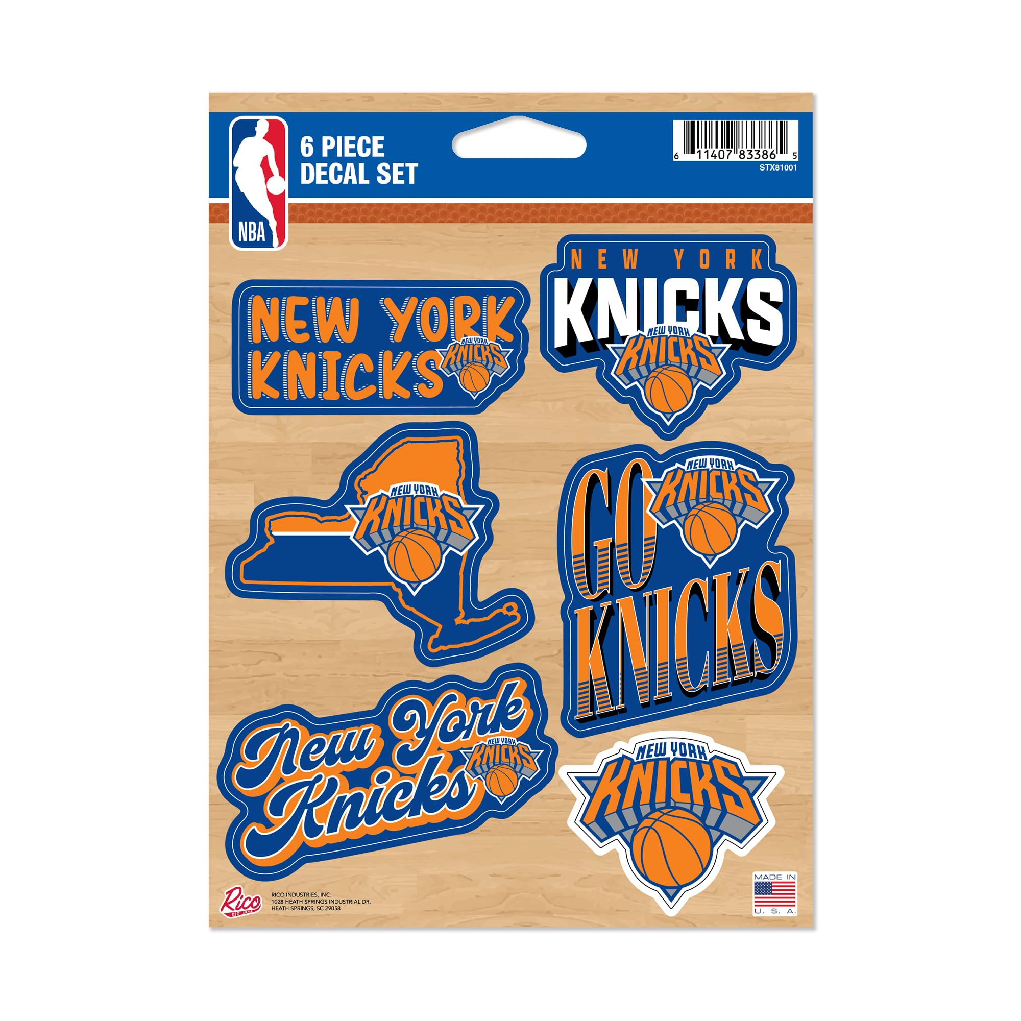 Rico Industries NBA Basketball New York Knicks 6-Piece Decal Set - auto accessories | Mubboo