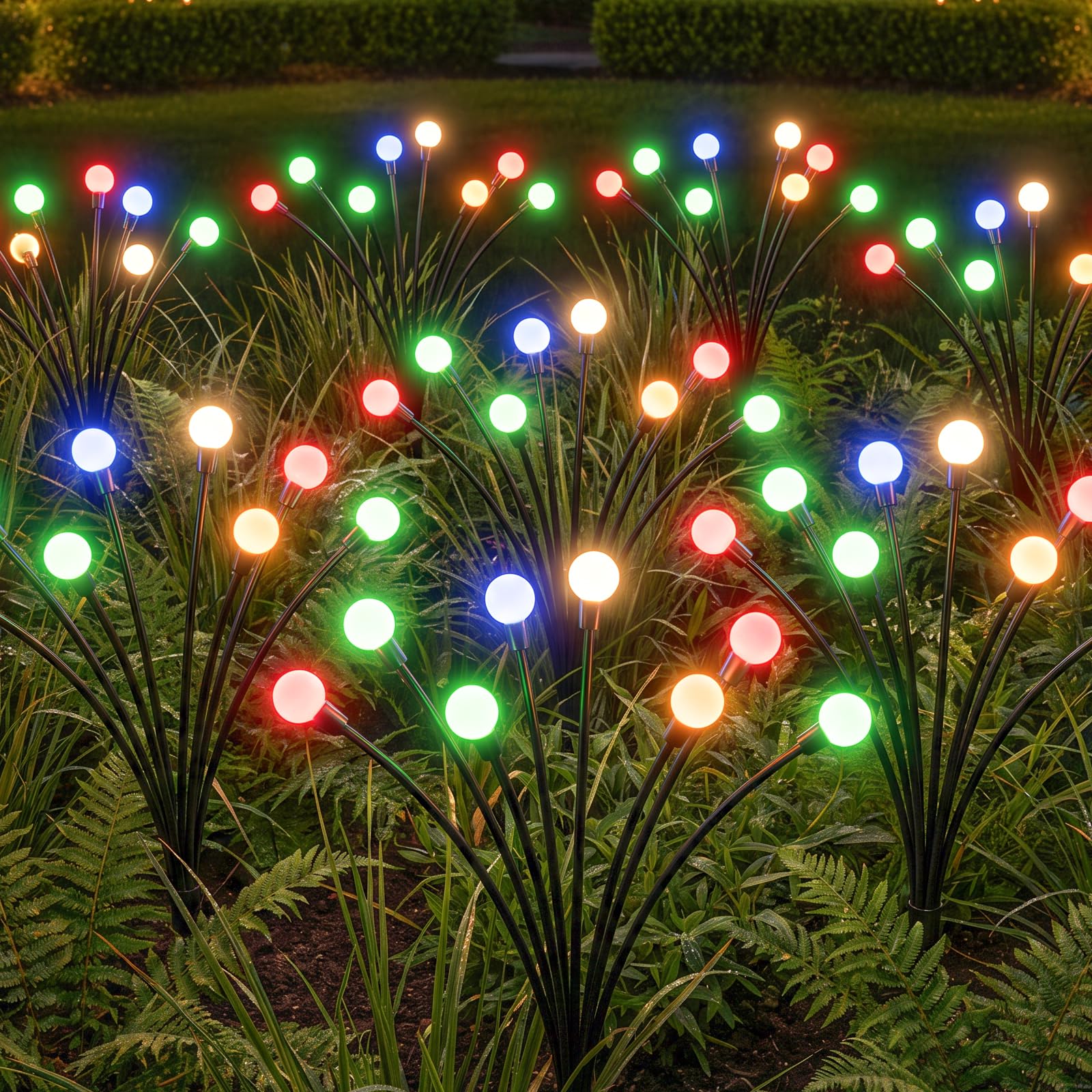 Innvist 4 Pack Solar Firefly Lights Outdoor Garden, 8-Head Solar Swaying Garden Lights with 2 Modes, Multicolor Firefly Lights Solar Outdoor IP65 Waterproof for Pathway, Yard, Patio, Fence Ornament — image 1