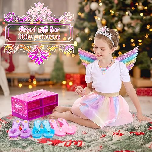 Miniatura 7 de Juego de zapatos de vestir de princesa, kit de juguetes de zapatos de vestir para niñas, juego de disfraces de princesa para juegos de rol, regalos