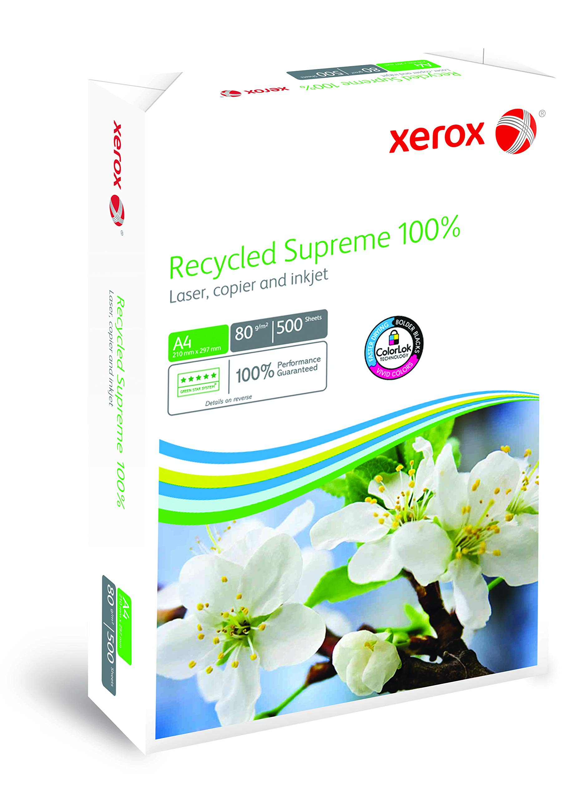 Xerox Recycled Supreme Papier 003R95860 - DIN A4 80 g/m² - Kopierpapier für Laserdrucker und Kopierer - aus 100% Altpapier - 10 Kartons à 50 Packungen - 25000 Blatt - weiß