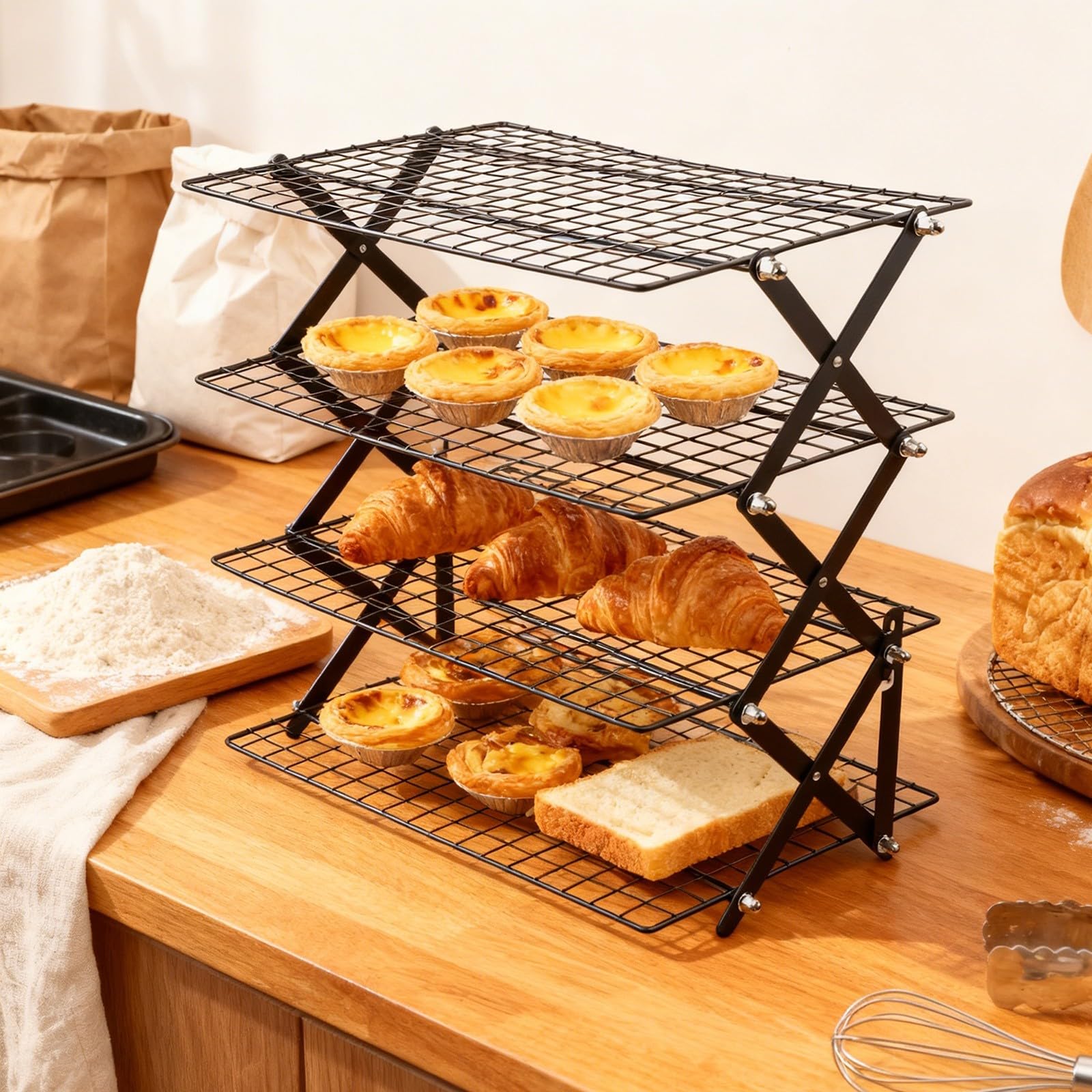 Grille de Refroidissement Pliable 4 Niveaux pour Cuisson(Four-layer)