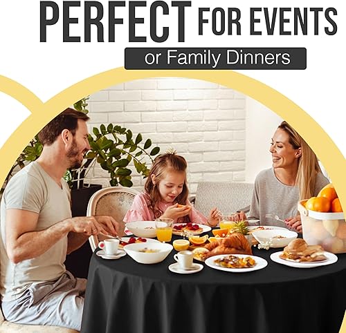 Miniatura 6 de Party Solids - Manteles redondos de plástico desechables, paquete de 48 manteles redondos de 84 pulgadas, color negro, manteles de plástico