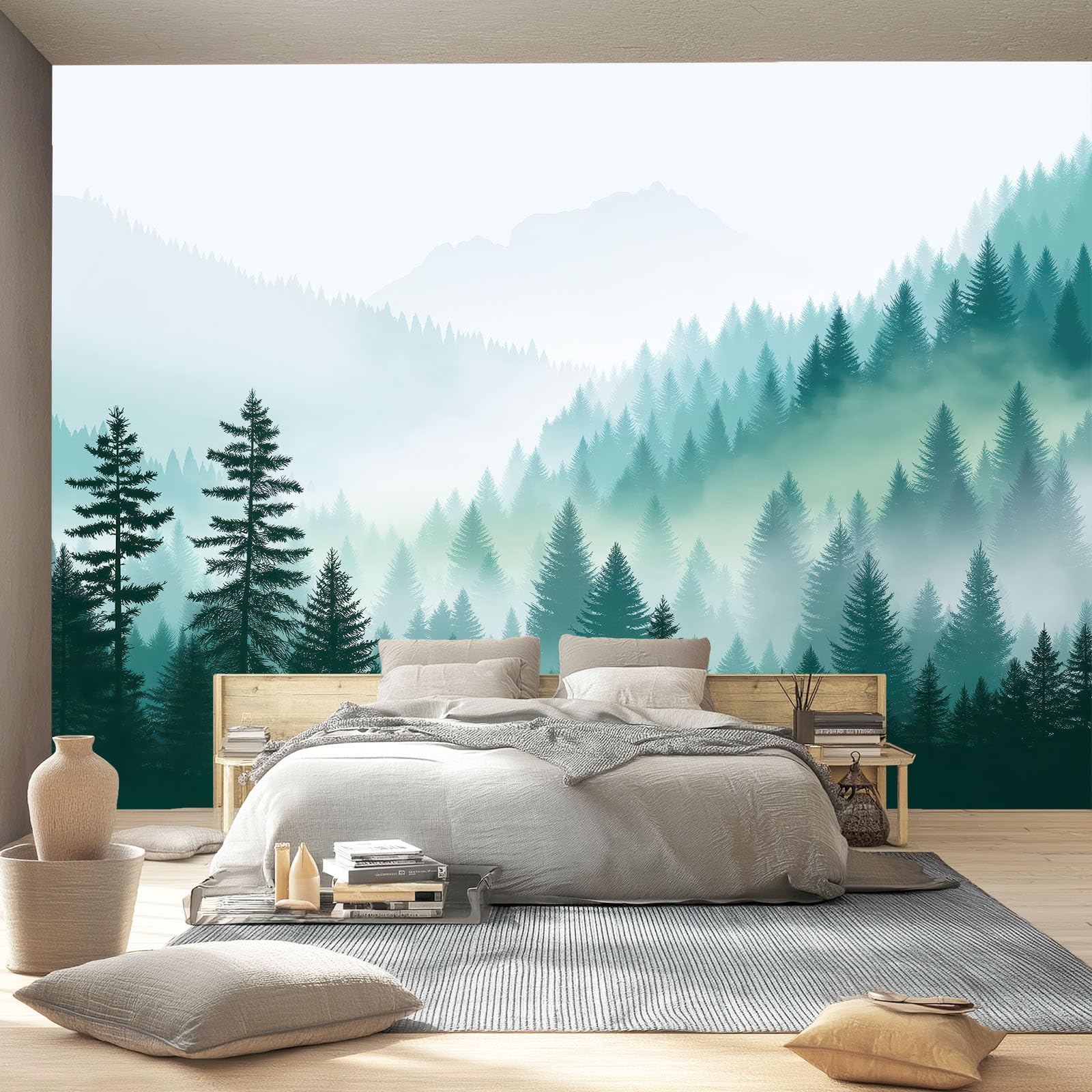 Mgła Góra Las Roślina Tapeta na flizelinie 350 x 256 cm
