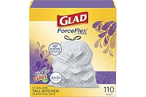 ForceFlex Kitchen Trash Bags with Gain Lavender and Febreze, 13 Gallon, 110 Count