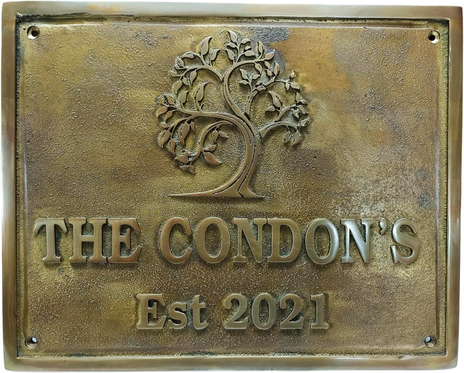 Antikes Messingschild, personalisierbar, individuelle Größe und Nachricht, Namensschilder, Vintage, Wandmontage
