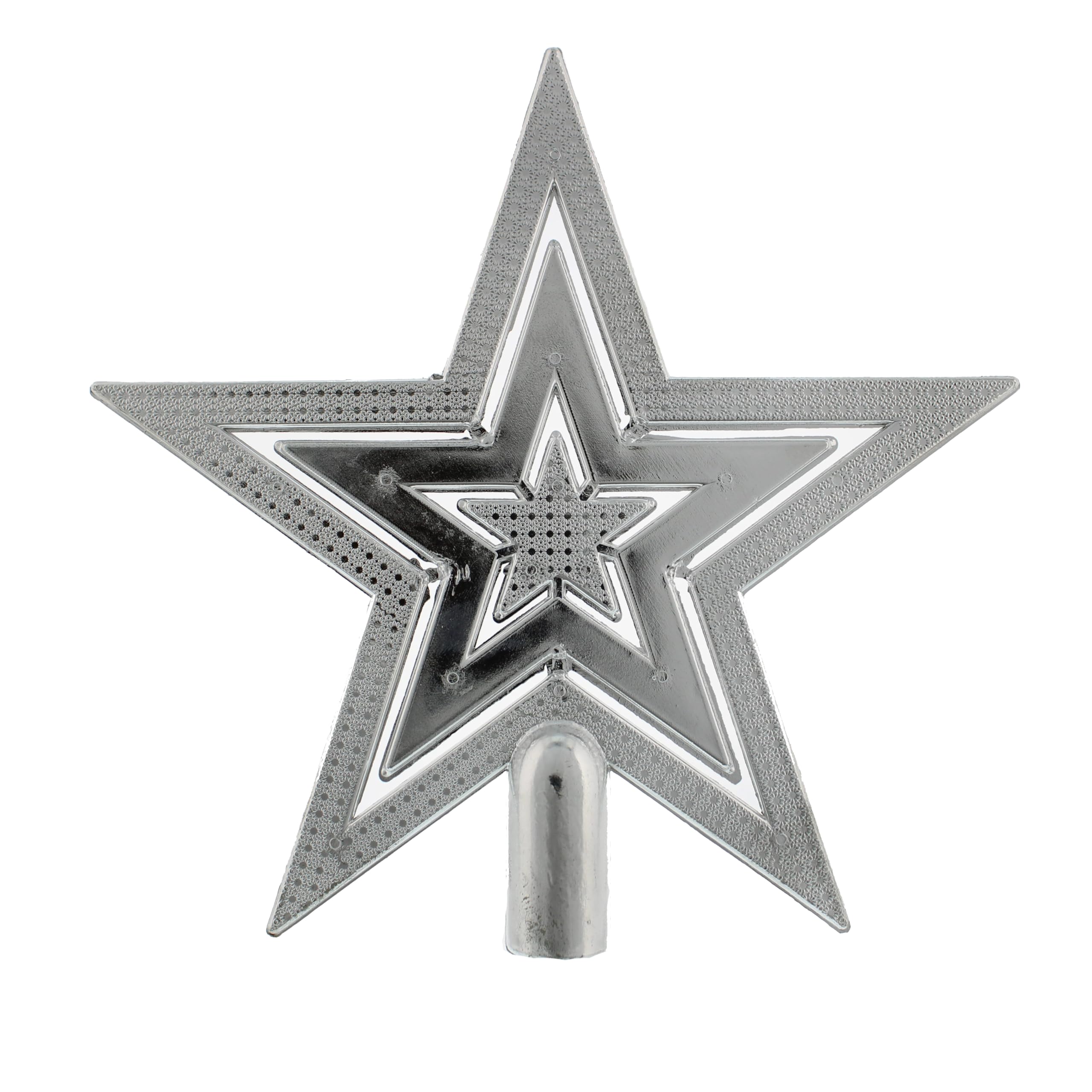 Festive Productions Christmas Tree Topper – 20 cm Silver Star – Classic Five-Point Tree Top Decoration – Shatterproof Christmas Tree Ornament