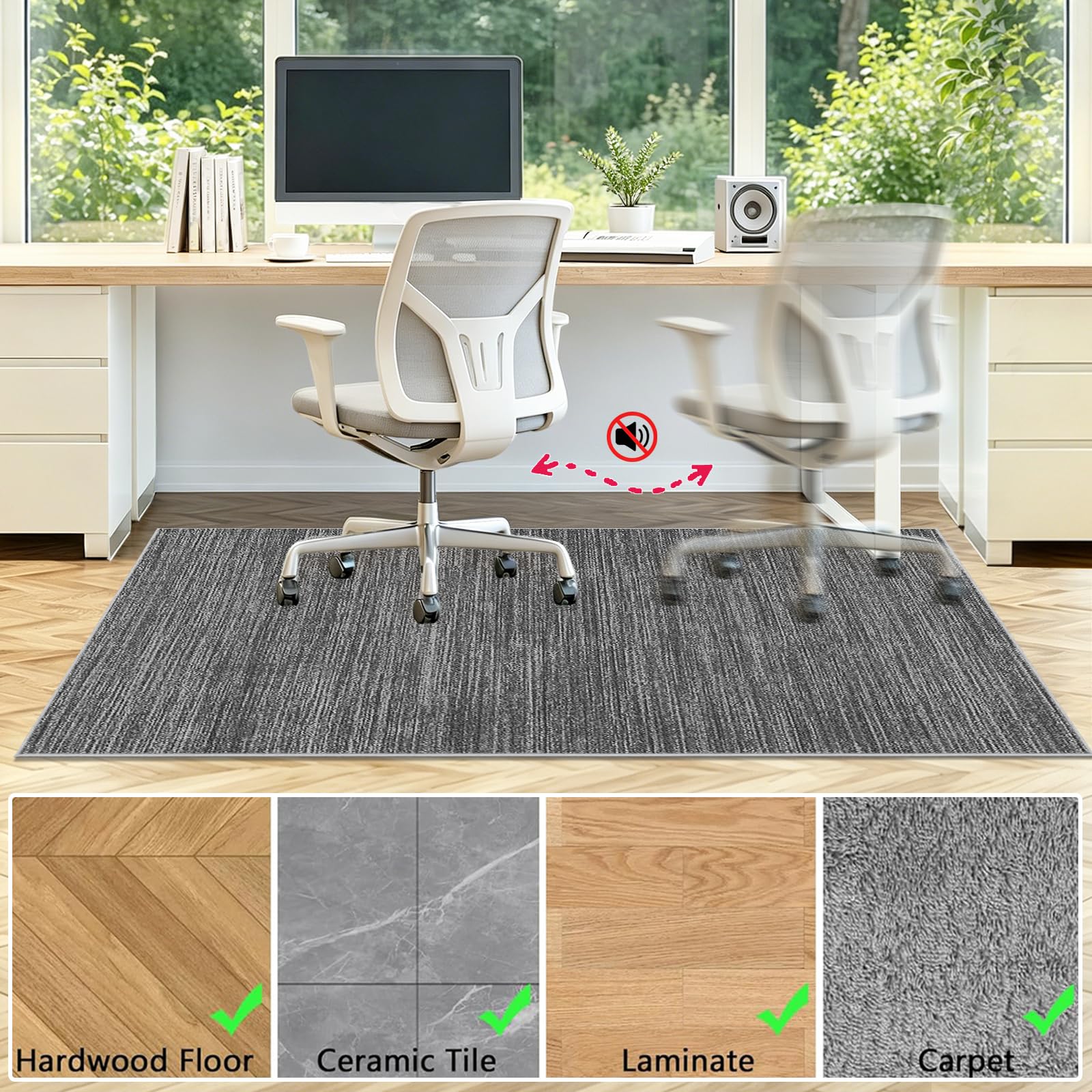 Protector Suelo Silla Ruedas Alfombra Silla Ruedas Alfombra Silla Gaming Protector Suelo Protector Suelo Silla Suelo Duro Alfombrilla Protectora para Suelo Alfombrilla Muebles Gris 100x130cm