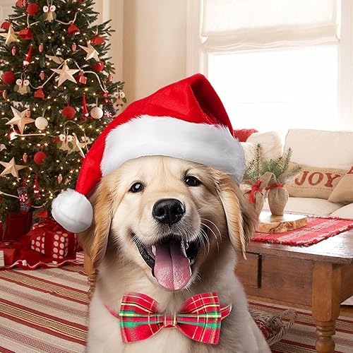 Miniatura 4 de Tunkoo Collar de perro de Navidad brillante a cuadros con pajarita, hebilla de metal de oro rosa, collares de perro ajustables y duraderos para