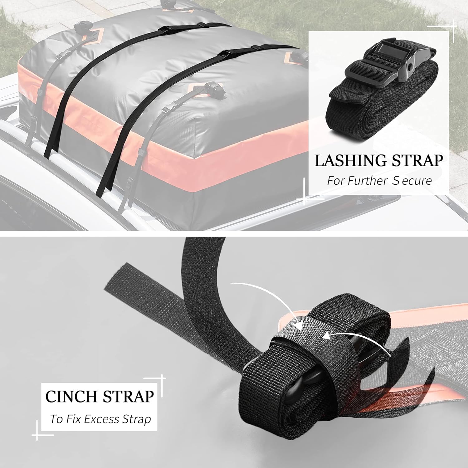 FRUNO 15 Cubic Feet Rooftop Cargo Carrier Waterproof Vehicle Cargo Carrier Roof Bag for Top of Car with/Without Roof Rack : Automotive