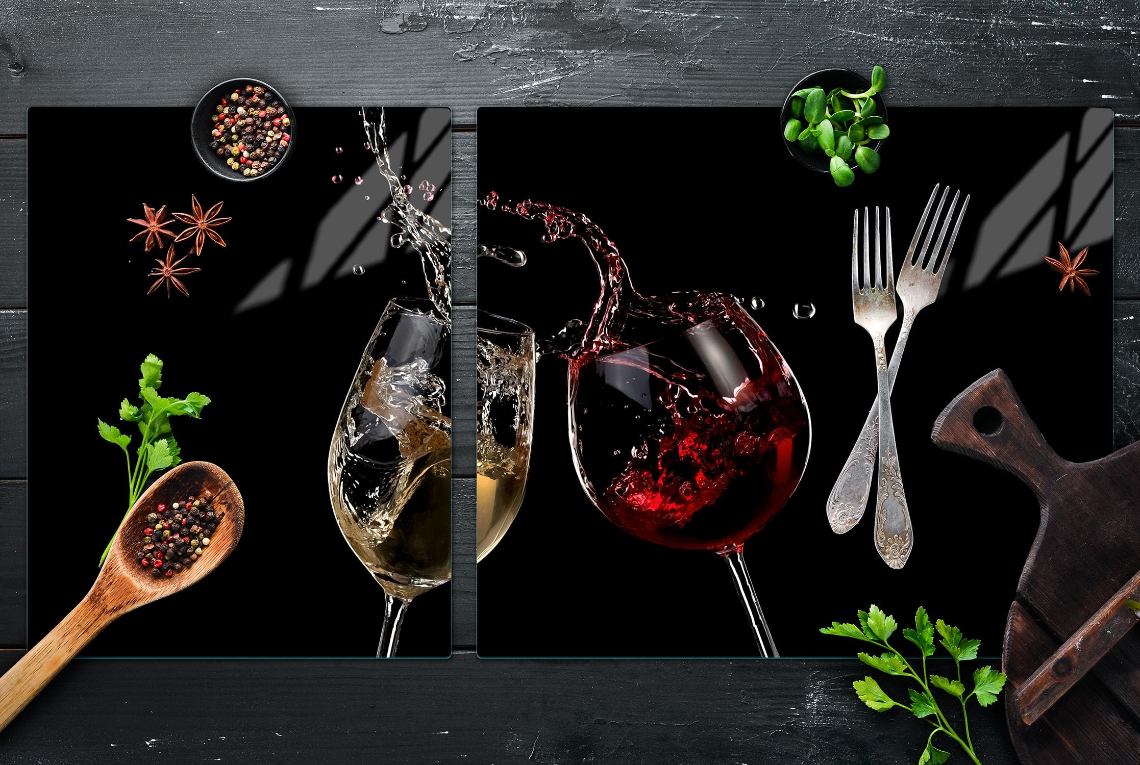 Plancha Induction Plaque De Protection En Verre Pour Cuisinière - 90x52 Cm - Design Marbre Blanc - DarHaus Planche A Decouper Marbre