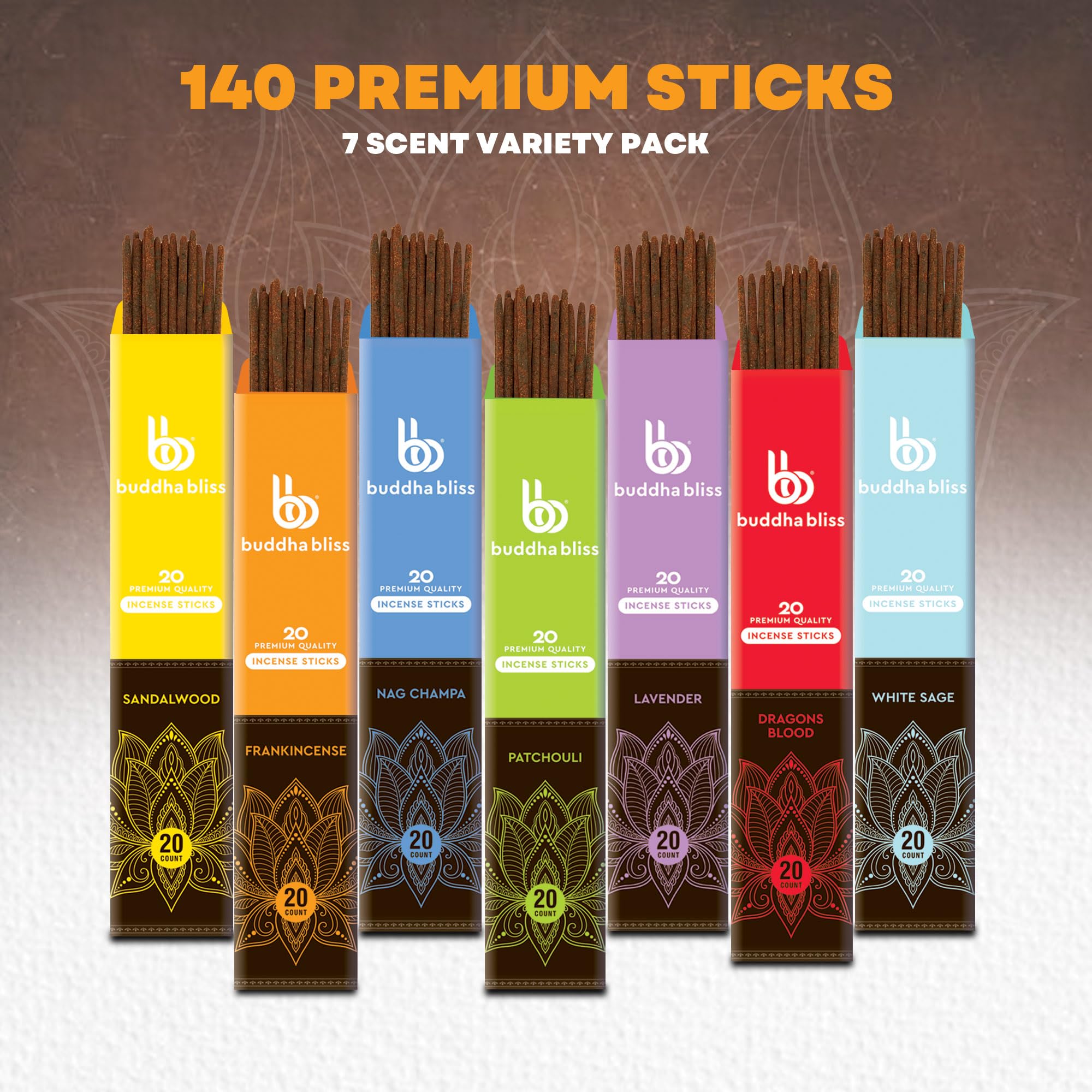 Amazon.com: Mecka Buddha Bliss Incense Sticks - Set of 7 | 140