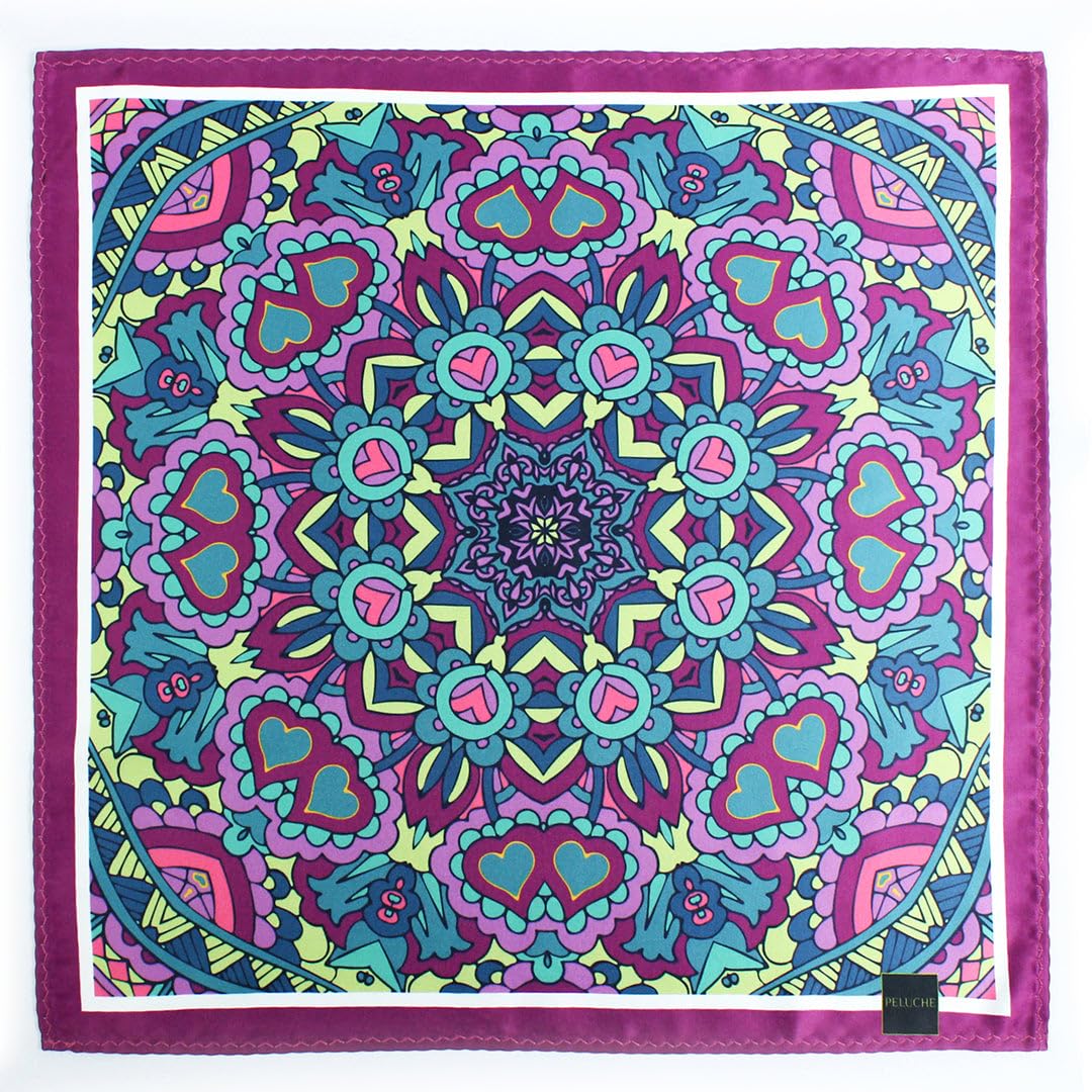 peluche Mystic Mandala Elegance Multicolor Pocket Square for Men (14X14 inches)-picture-28