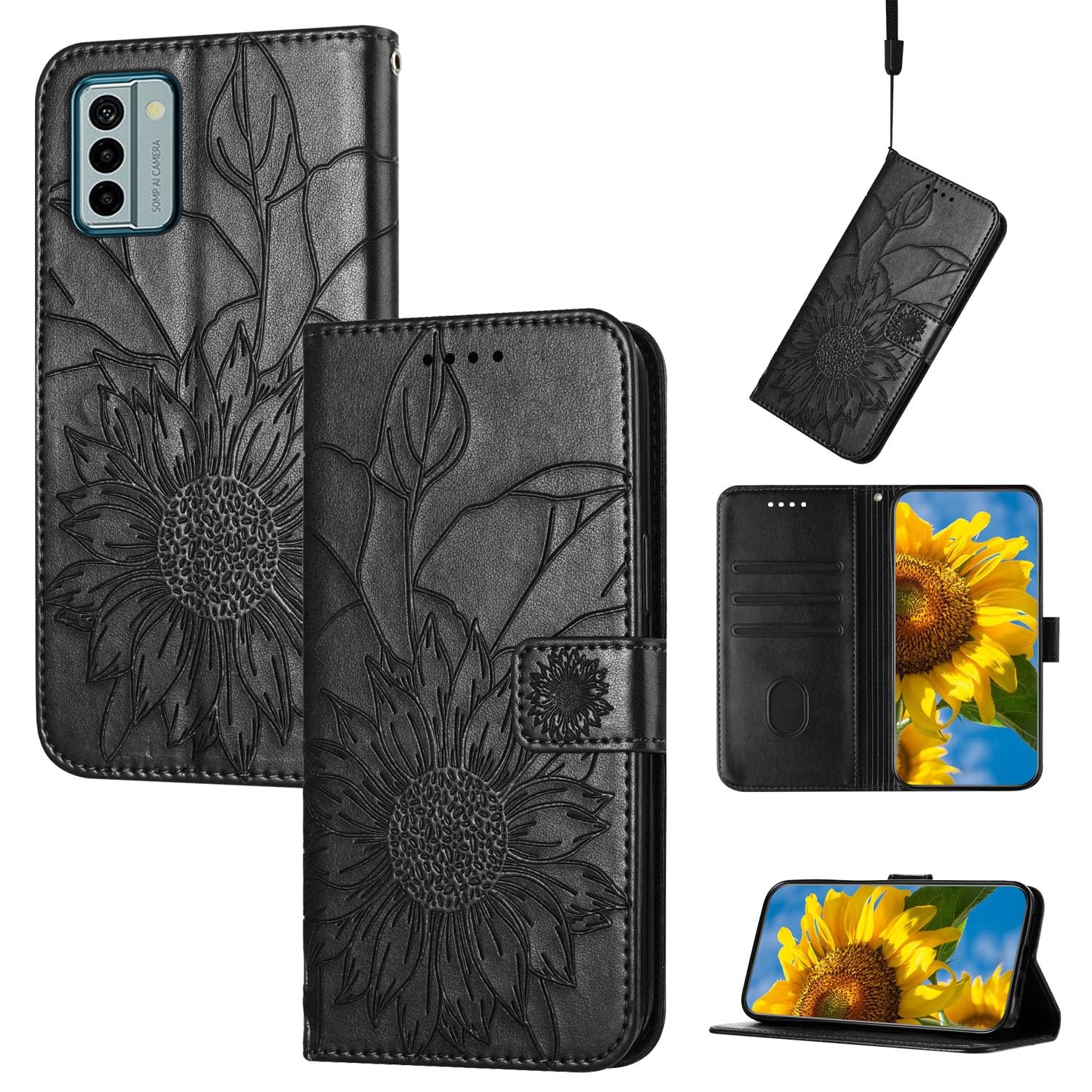 Custodia Portafoglio Asuwish Per Nokia G22 Con Protezione In Vetro Temperato E Cinturino - TPU Con Porta Carte - 2