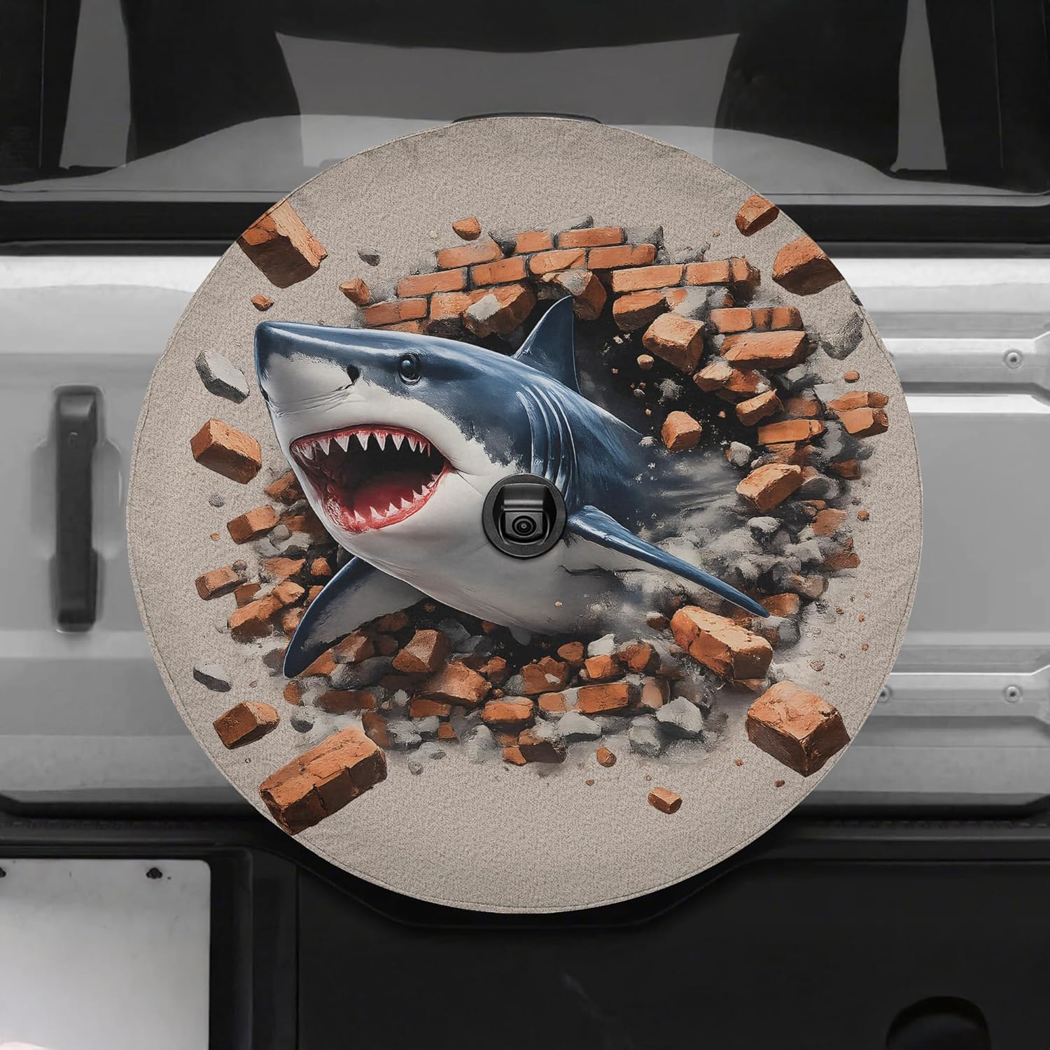 ThangPham Shop Shark Spare Tire Cover with/Without Backup Camera Hole – Ocean Shark Design Wheel Cover