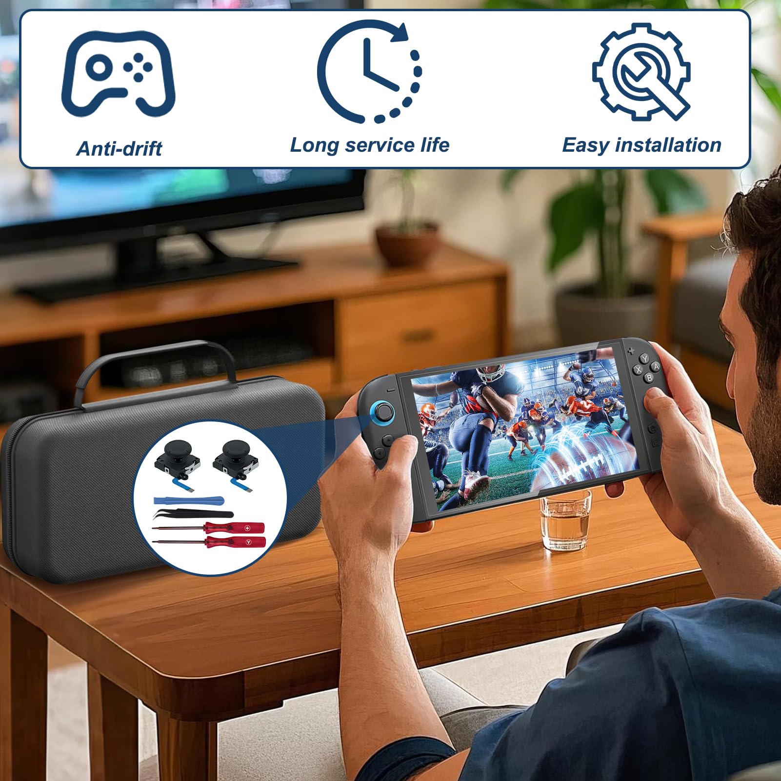 6 Piezas Switch Joystick Reemplazo, 3D Analog Joycon Joystick para NS Switch Switch OLED Switch Lite con Kit de Herramientas de Reparación Compatible con Joystick Dañado Fallado No apto para Switch 2 — view 4