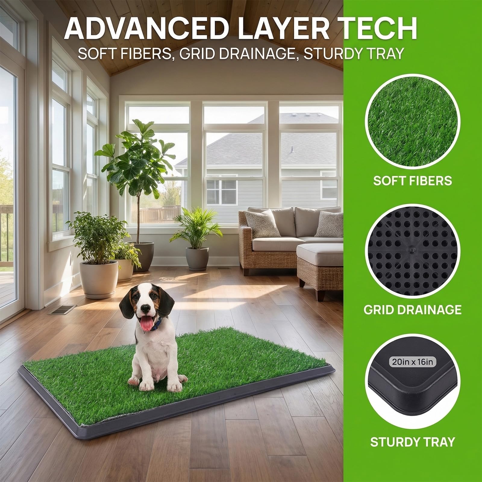 Bandeja de arena para perros de 40 x 50 cm, lavable, reutilizable, para interior y exterior