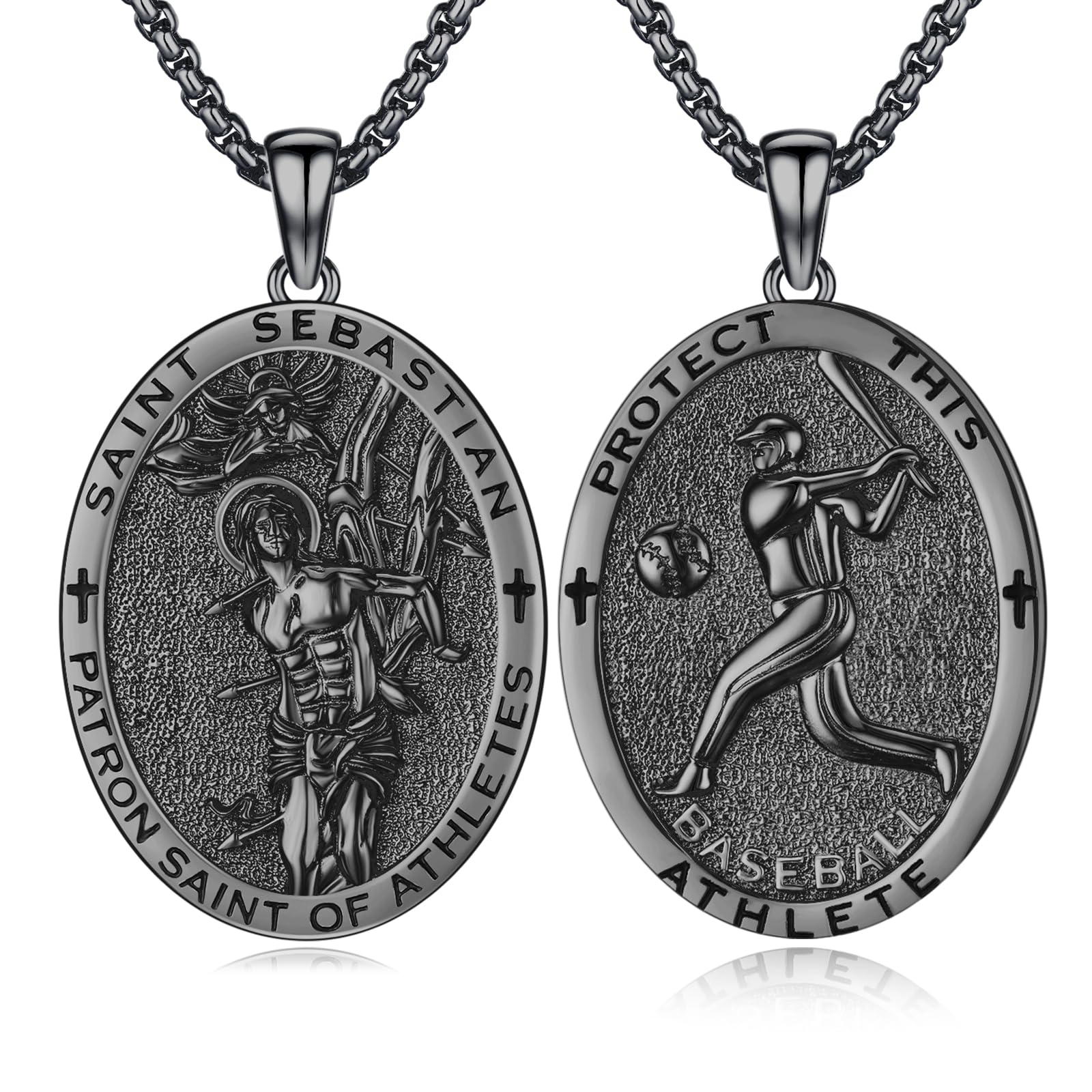 Silver/14K Gold Patron Saint Medal Amulet Necklace for Men Women