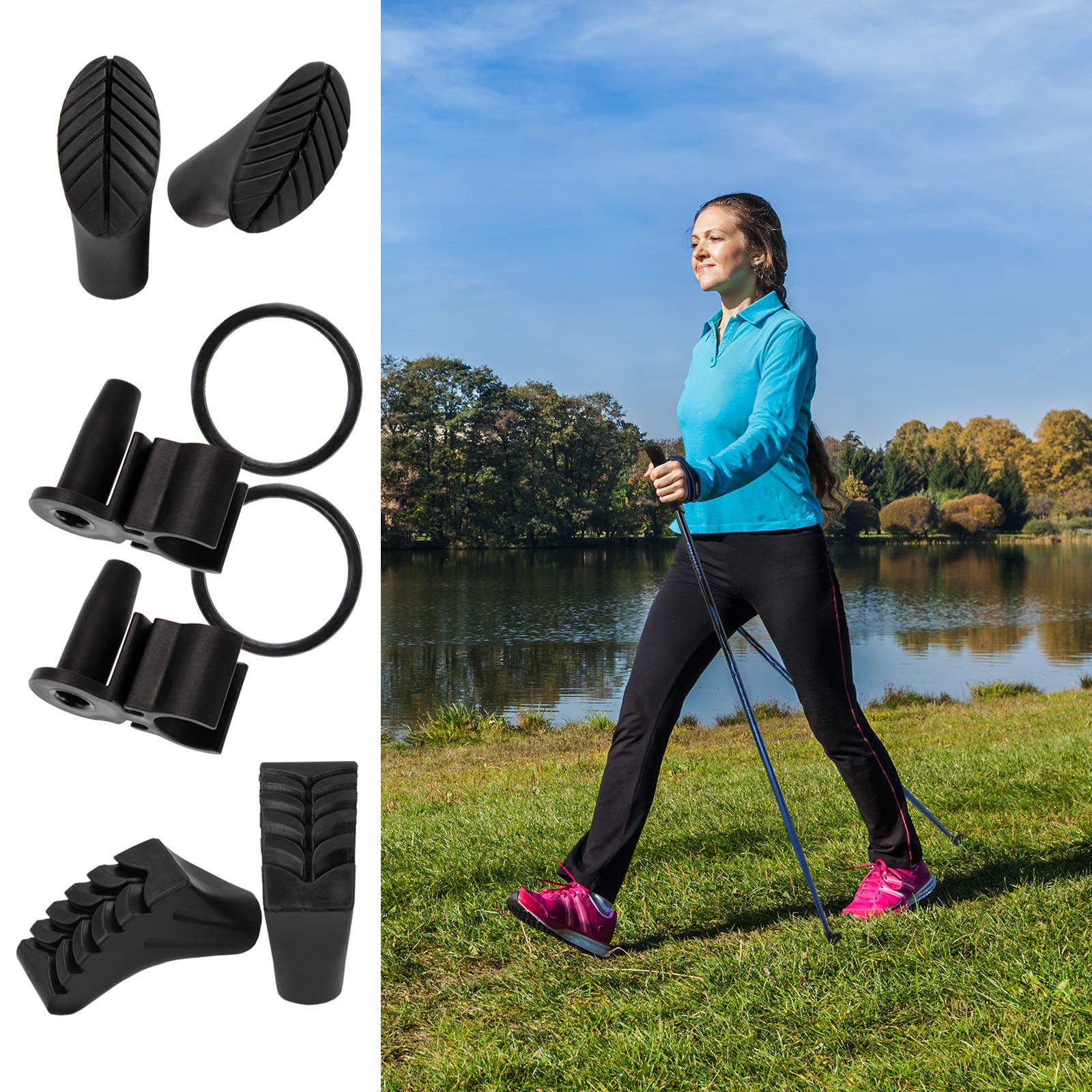 ALPIDEX Nordic Walking Stöcke ultraleichte Fixlängenstöcke Walkingstöcke aus Carbon Verschiedene Längen inklusive Gummipuffer und Padhalter