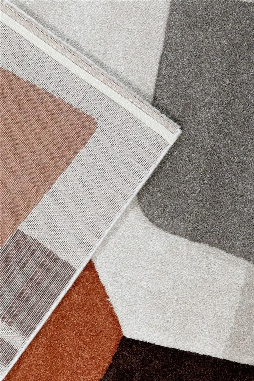 Tappeto Arizona Brown Rust - Design Moderno Contemporaneo a Pelo Corto per Soggiorno, Camera da Letto e Ufficio - Marrone Ruggine