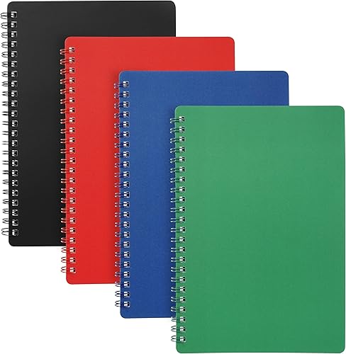 Urneeds Cuaderno de espiral, paquete de 4 cuadernos en espiral, 5.6 x 8.25 pulgadas, 80 hojas160 páginas por cuaderno, cuaderno en espiral con